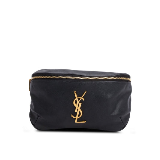 Saint Laurent 2023 Black Calfskin Monogram Belt Bag