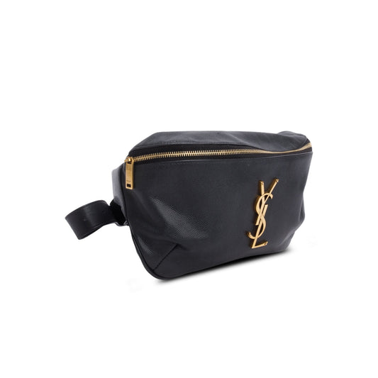 Saint Laurent 2023 Black Calfskin Monogram Belt Bag