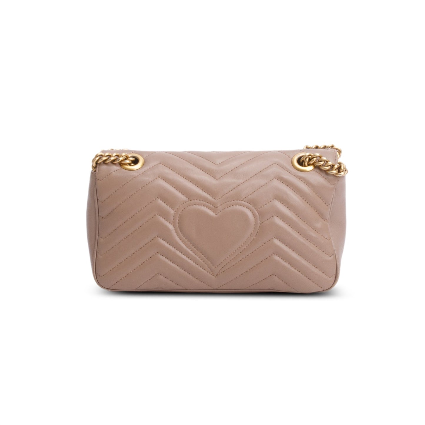 Gucci Taupe Leather GG Marmont Small Shoulder Bag