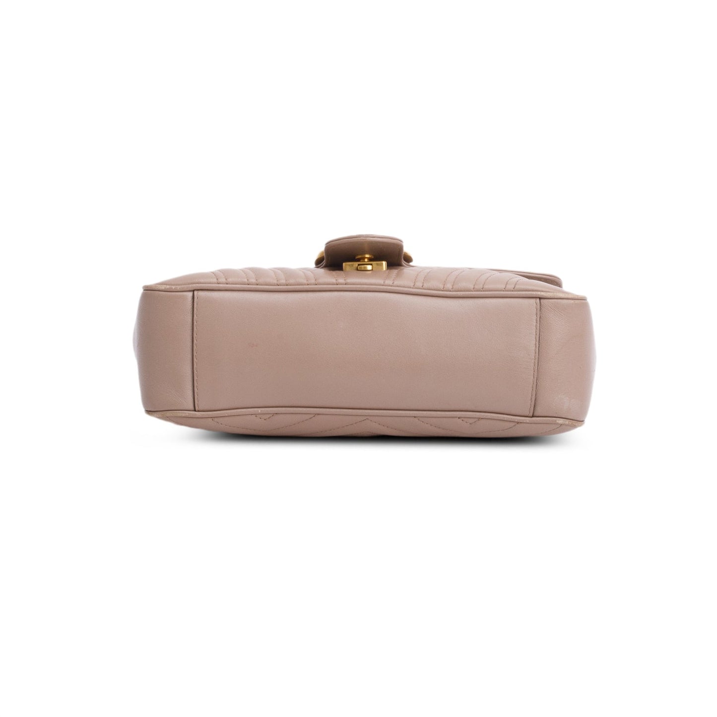 Gucci Taupe Leather GG Marmont Small Shoulder Bag