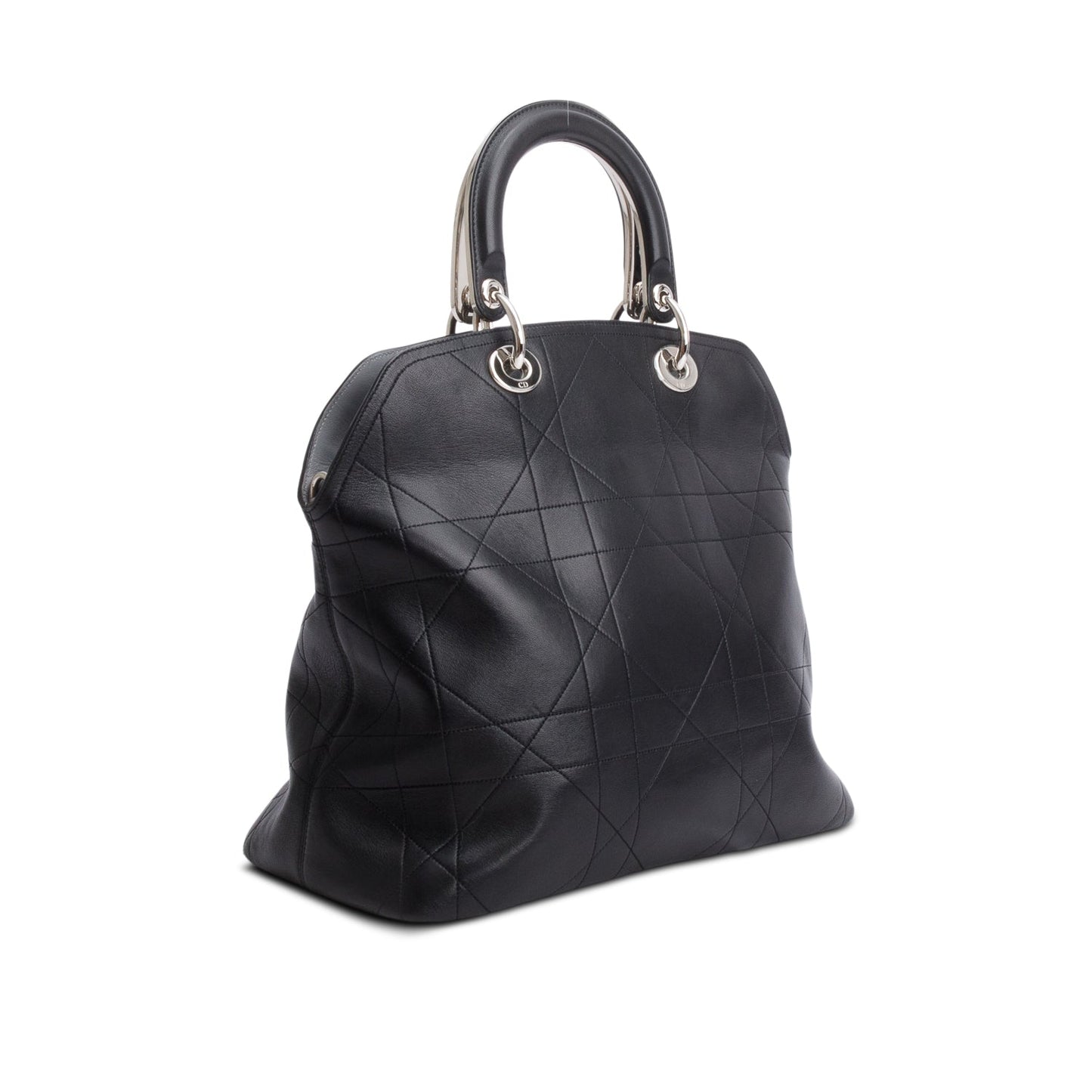 Christian Dior Black Lambskin Cannage Granville Medium Tote