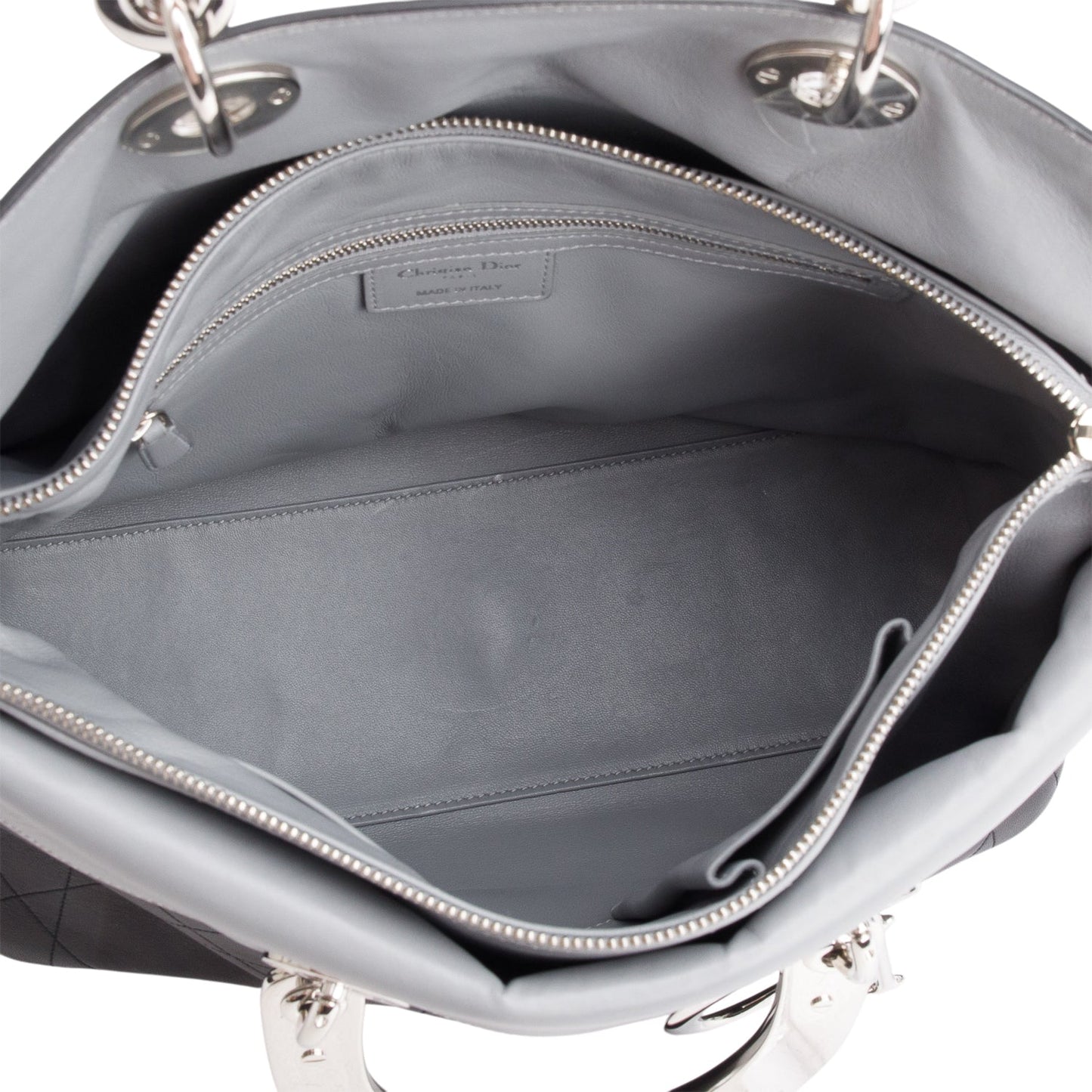 Christian Dior Black Lambskin Cannage Granville Medium Tote
