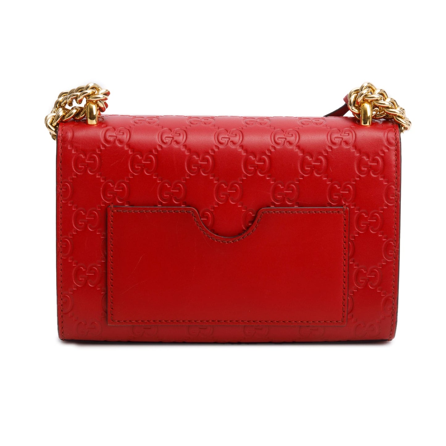 Gucci Red Leather Guccissima Small Padlock Shoulder Bag