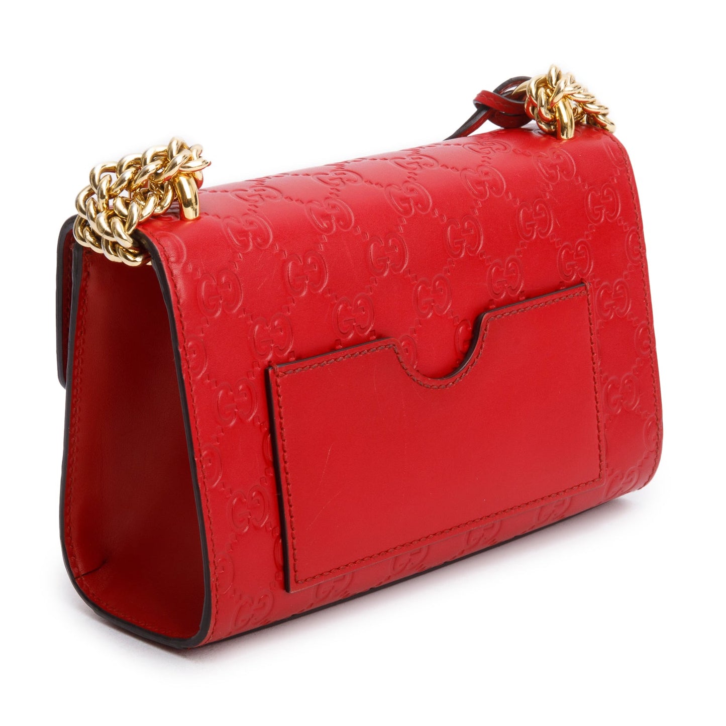 Gucci Red Leather Guccissima Small Padlock Shoulder Bag
