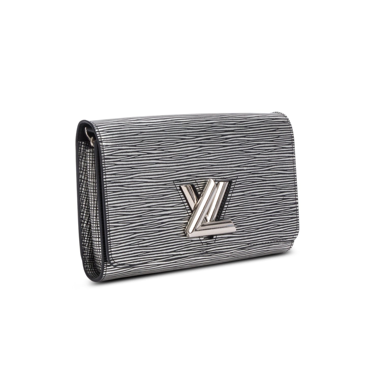 Louis Vuitton Silver Metallic Epi Leather Twist Chain Wallet