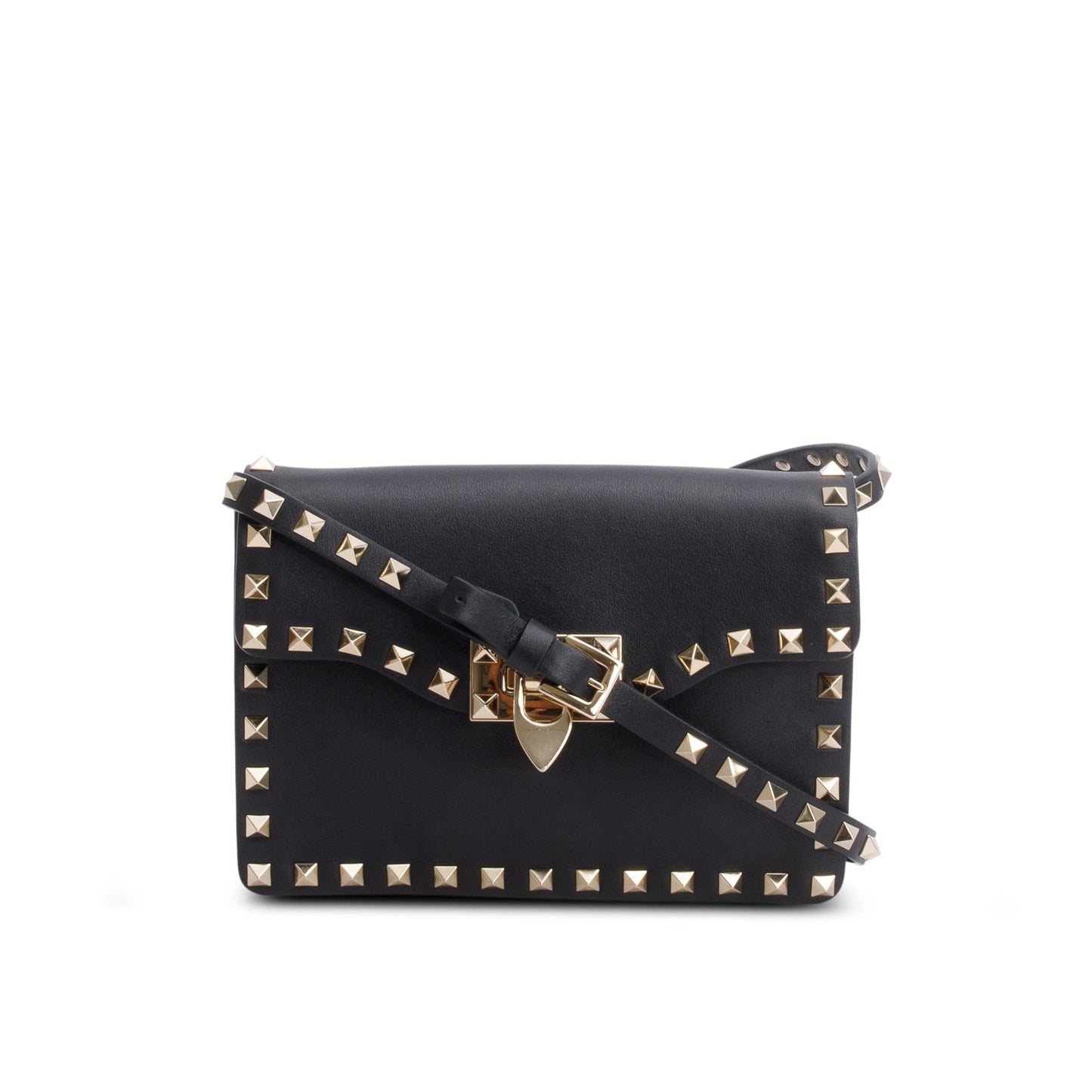 Valentino Black Vitello Calfskin Leather Rockstud Crossbody Bag