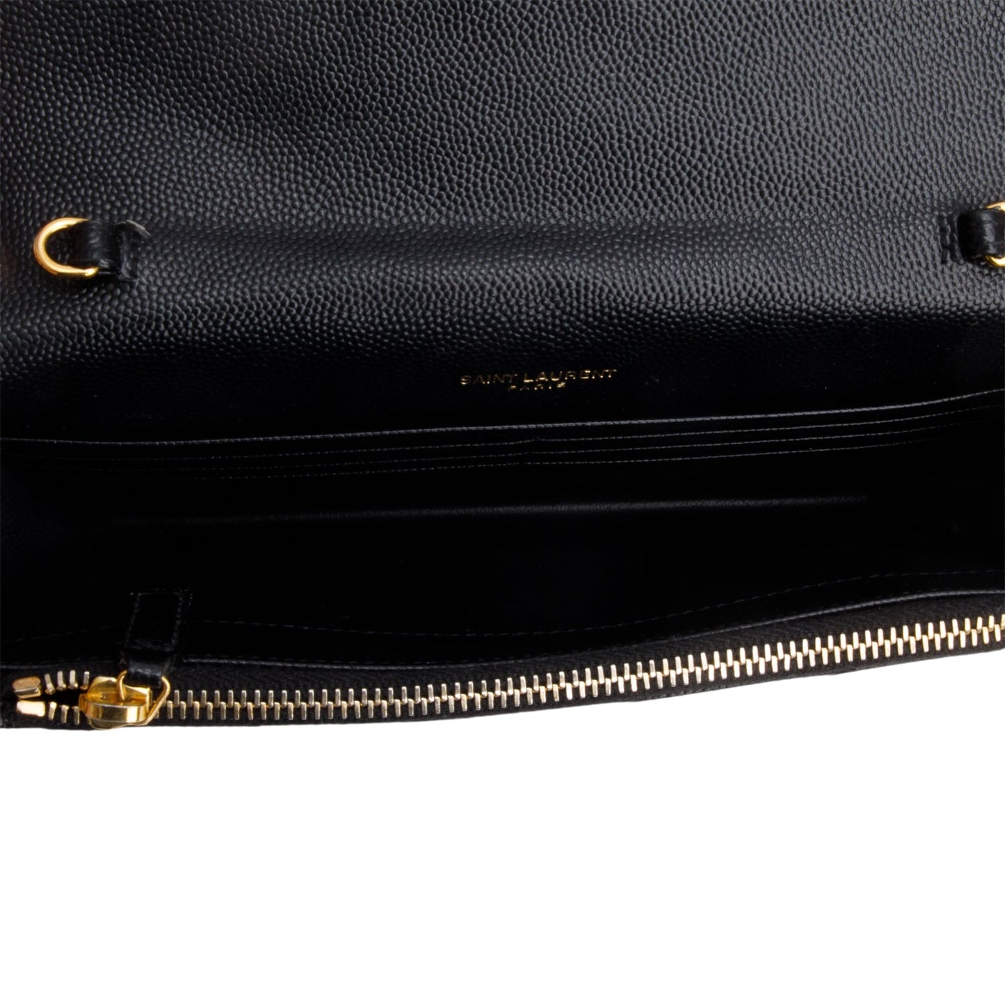 Saint Laurent 2023 Black Grain de Poudre Matelasse Chevron Envelope Wallet