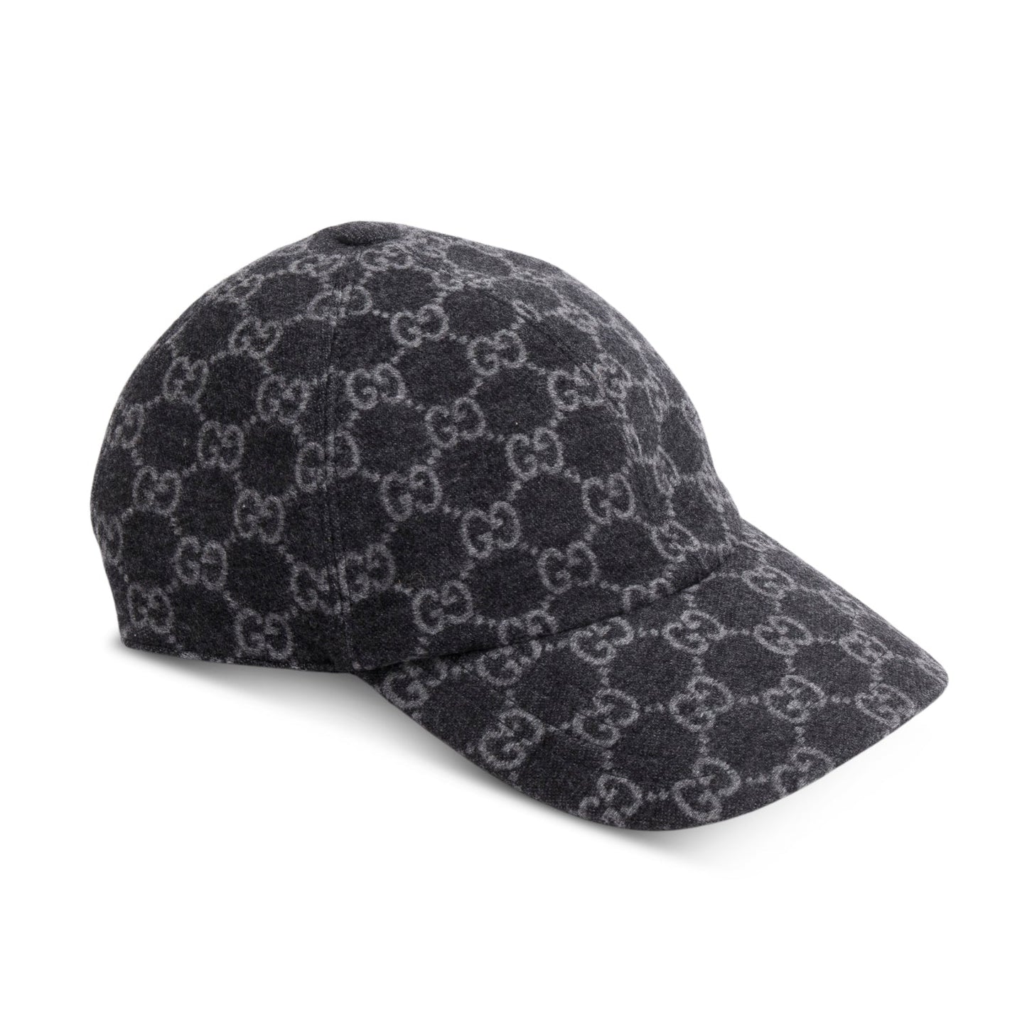 Gucci Grey Wool GG Monogram Baseball Hat, Size M 58