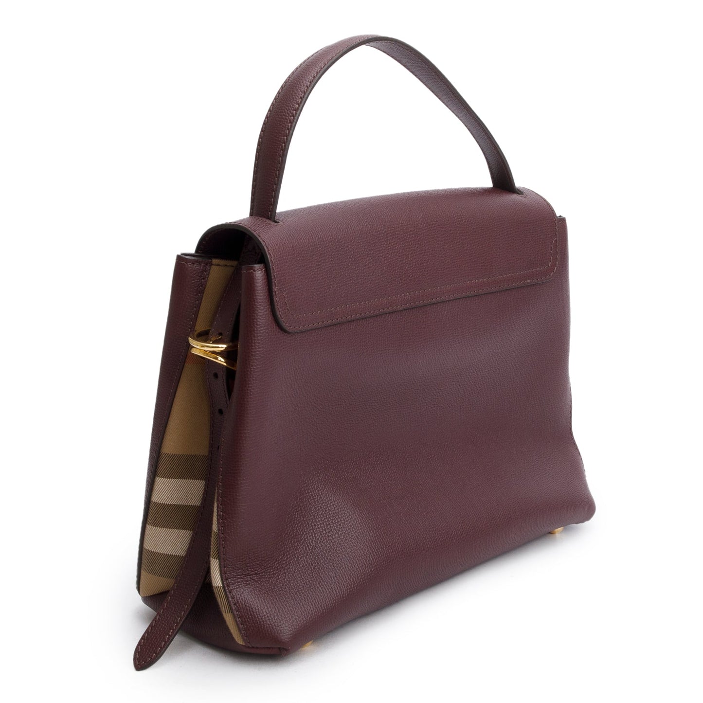 Burberry Burgundy Derby Calfskin House Check Medium Camberley Bag