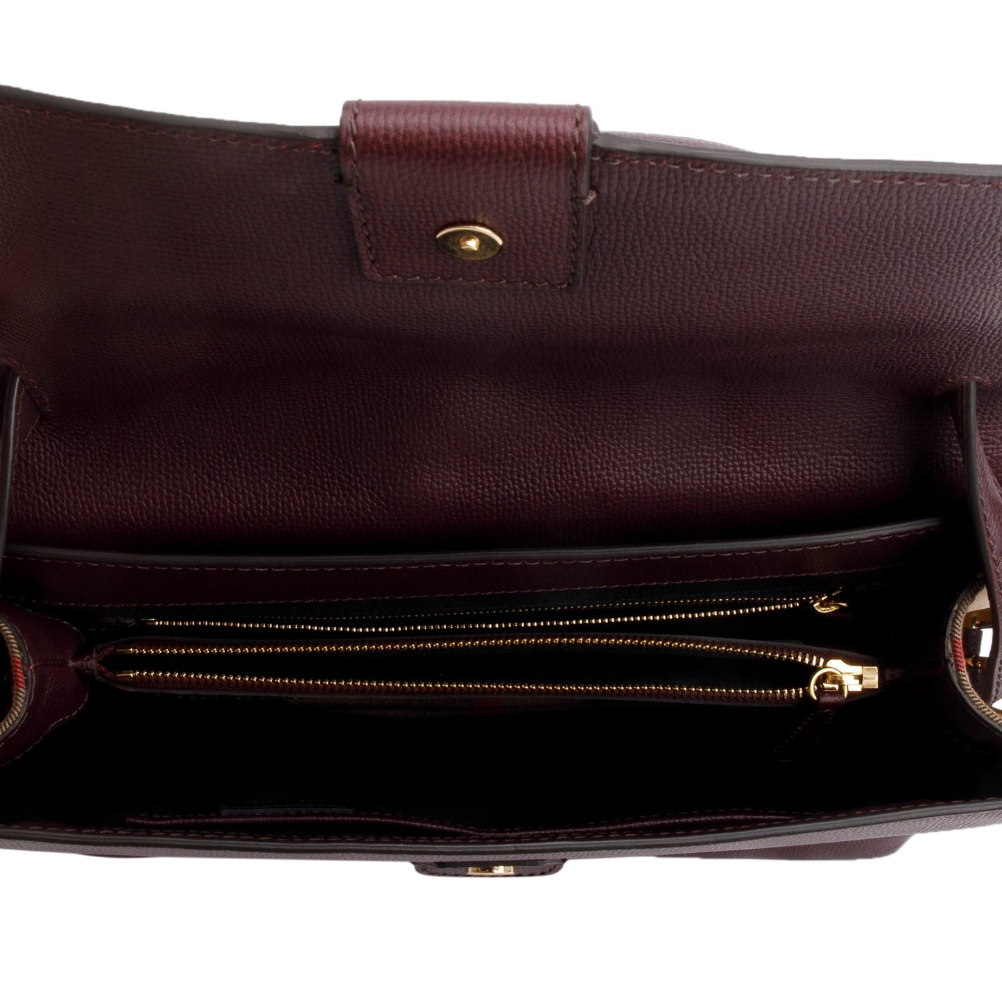 Burberry Burgundy Derby Calfskin House Check Medium Camberley Bag