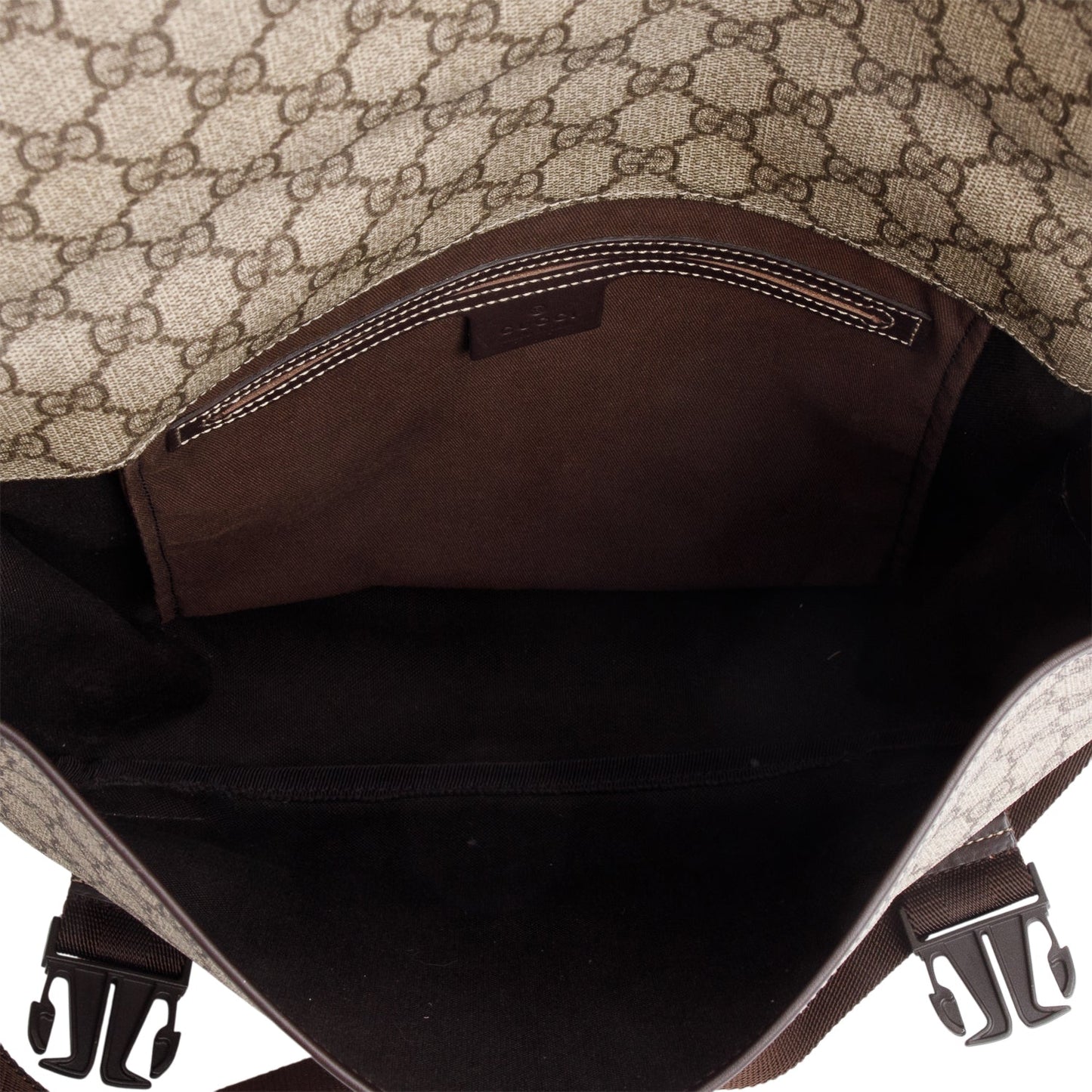 Gucci GG Supreme Double Buckle Flap Messenger Bag