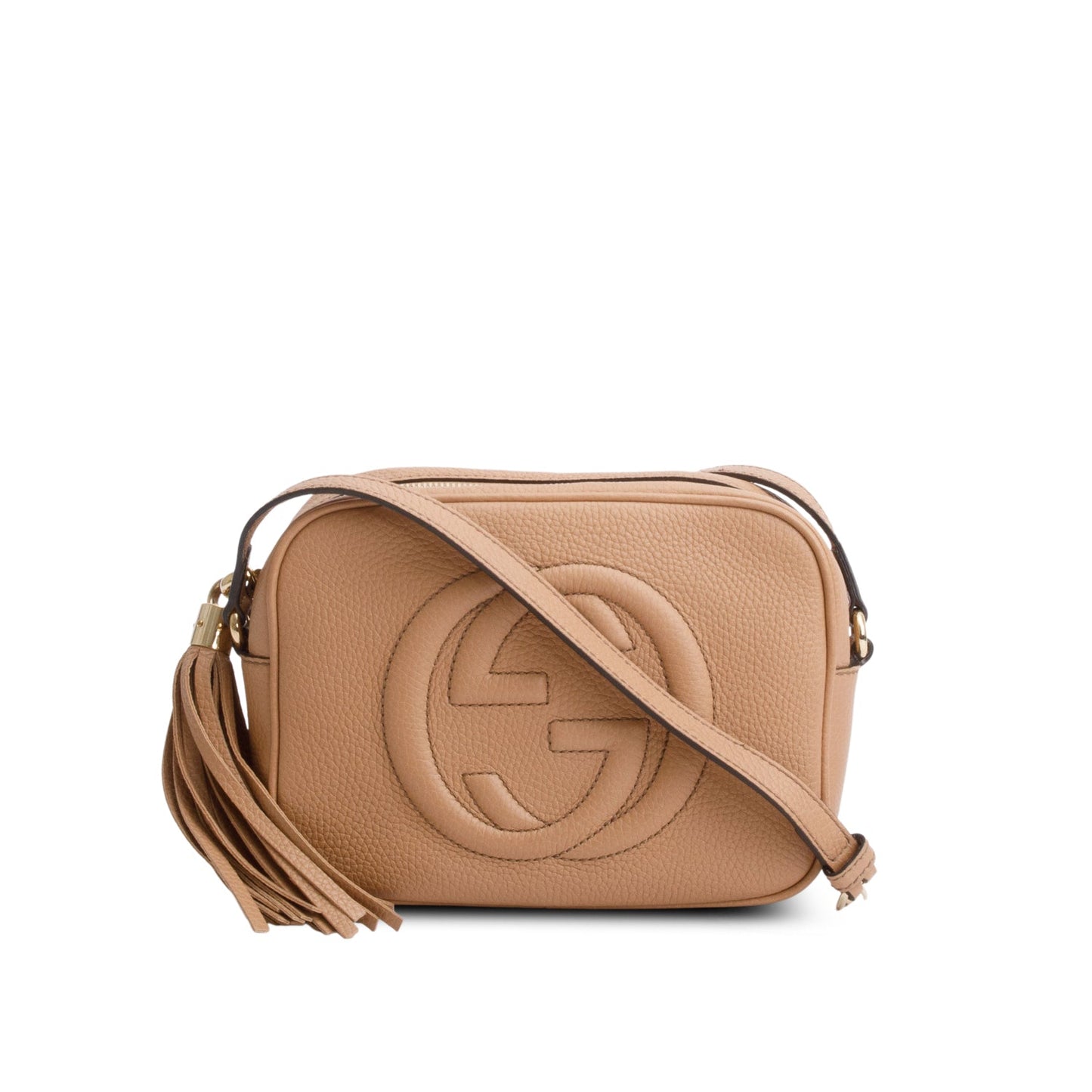 Gucci Beige Pebbled Calfskin Leather Small Soho Disco Bag