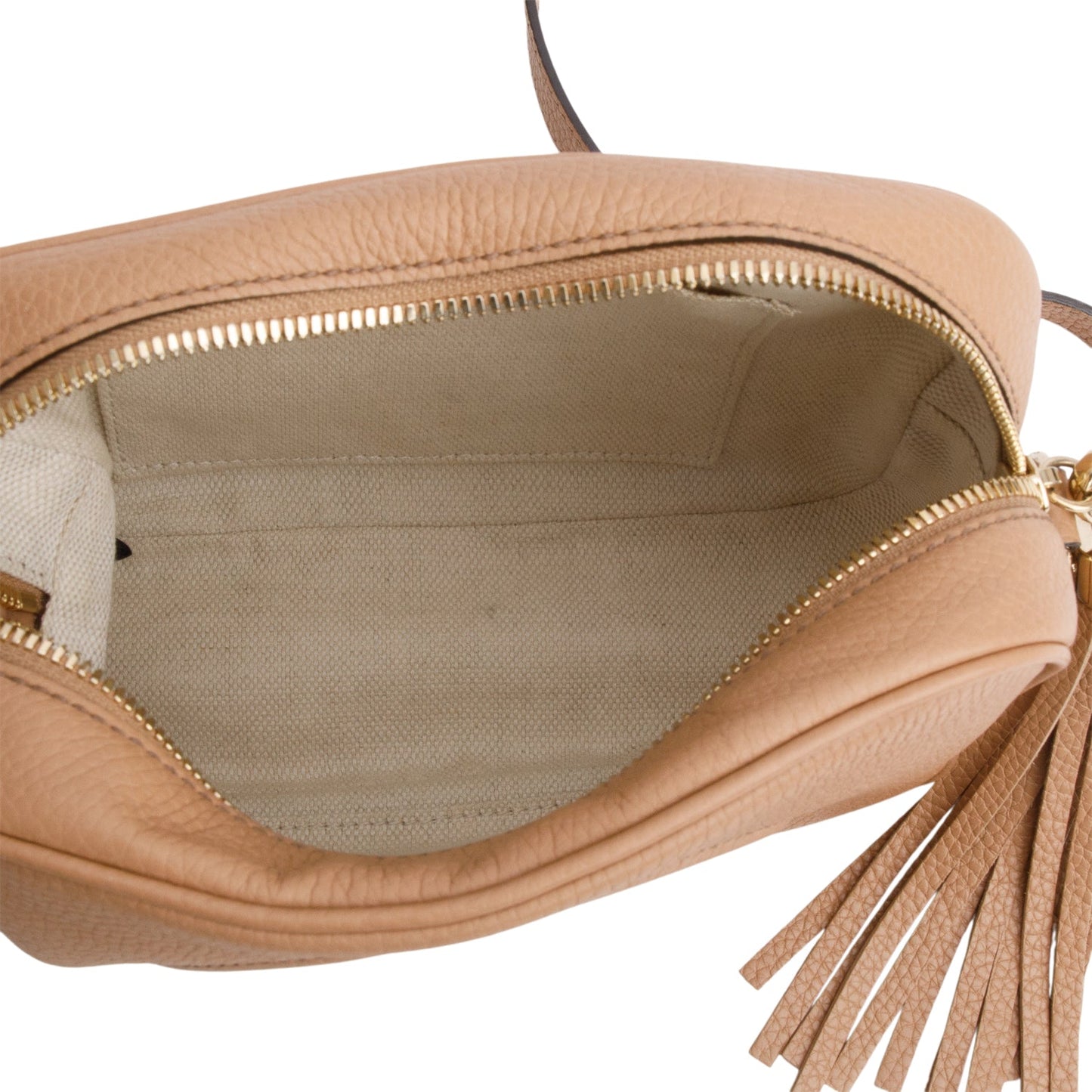 Gucci Beige Pebbled Calfskin Leather Small Soho Disco Bag