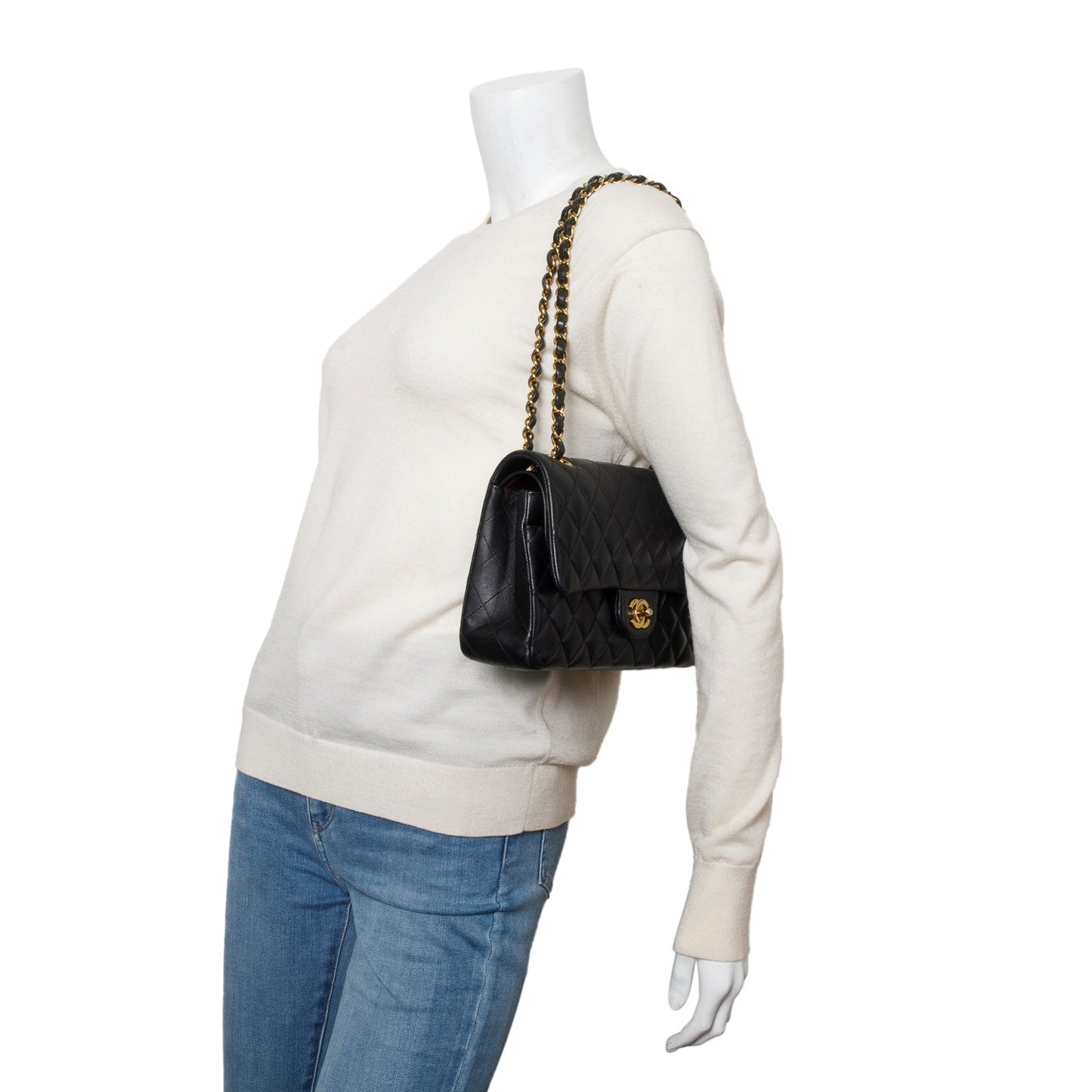 Chanel 2024 Black Quilted Lambskin Leather Classic Medium Double Flap Bag