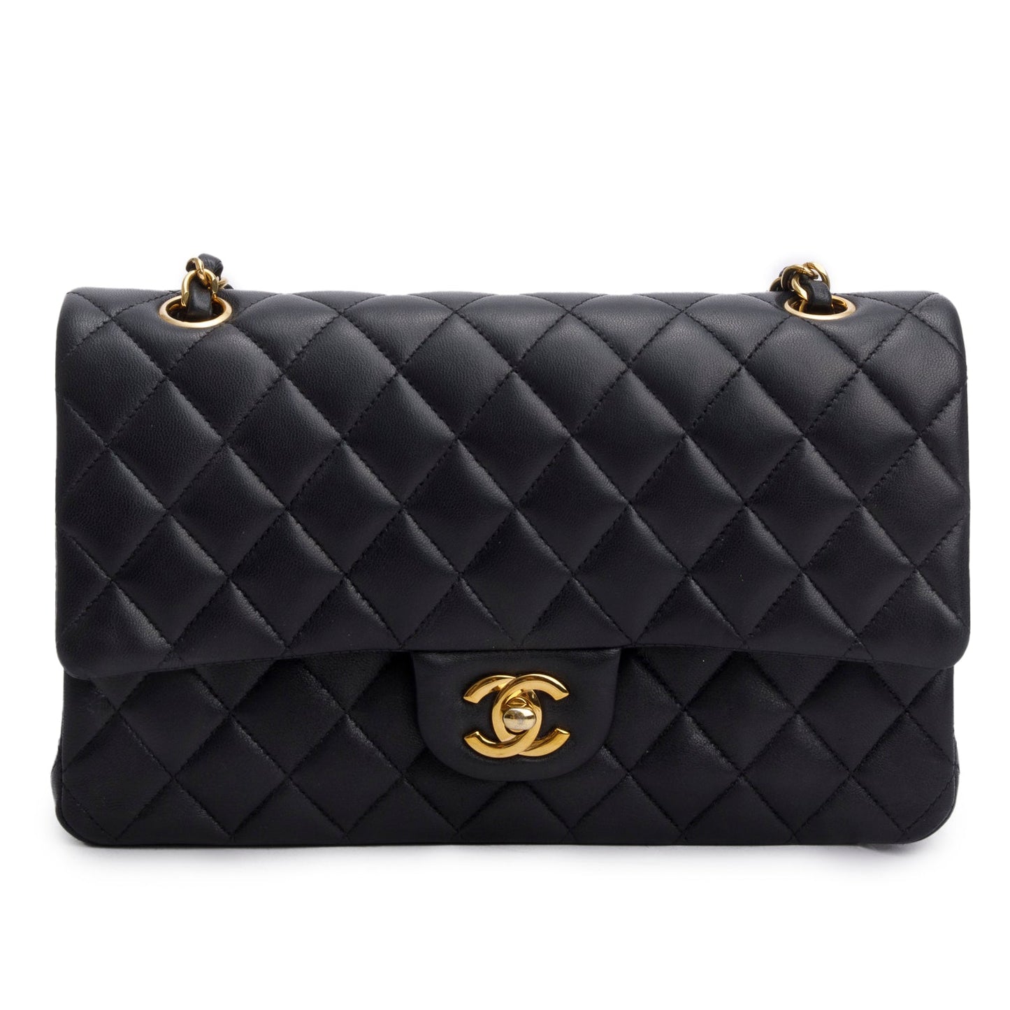 Chanel 2024 Black Quilted Lambskin Leather Classic Medium Double Flap Bag