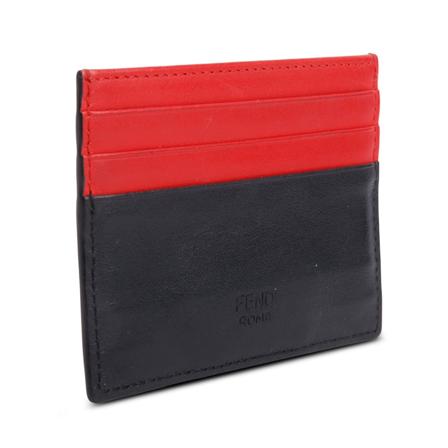 Fendi Black Vitello Century Monster Eyes Card Holder