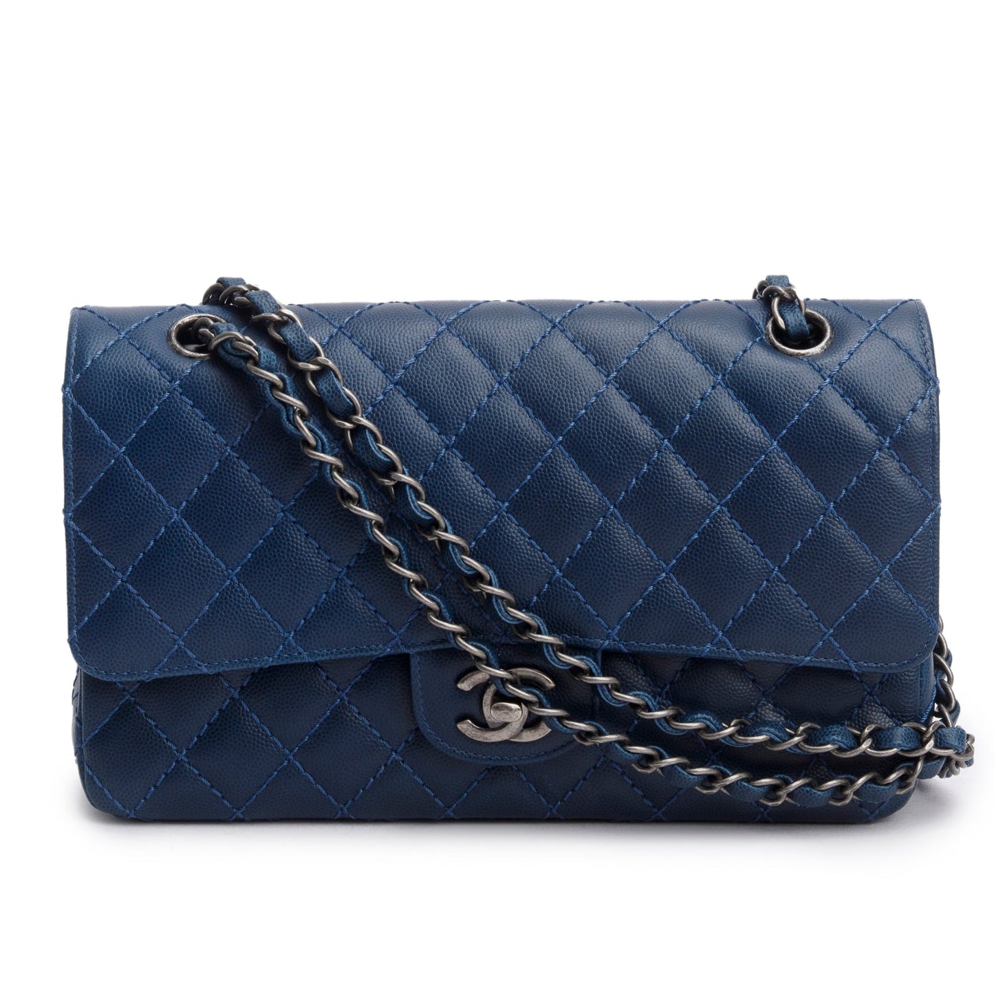 Chanel Blue Caviar Classic Medium Double Flap Bag