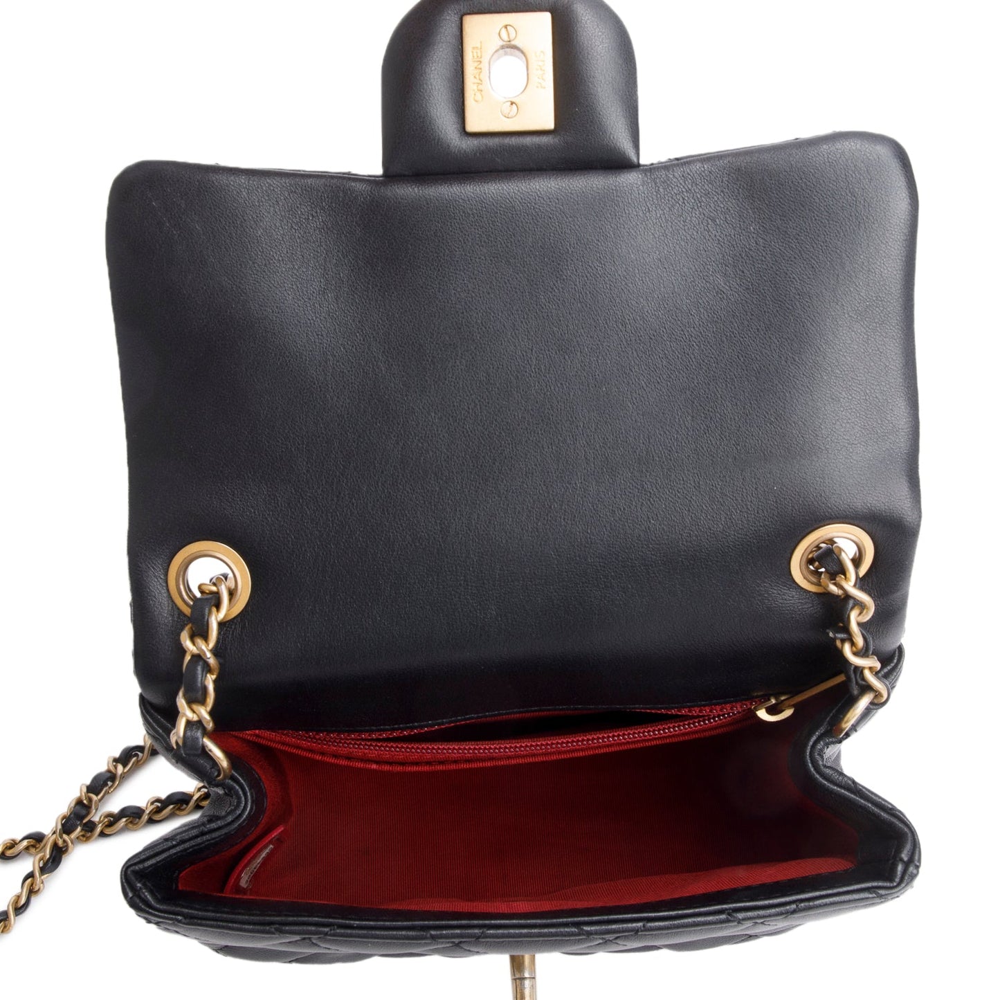 Chanel 2020 Black Lambskin Romance Mini Square Flap Bag