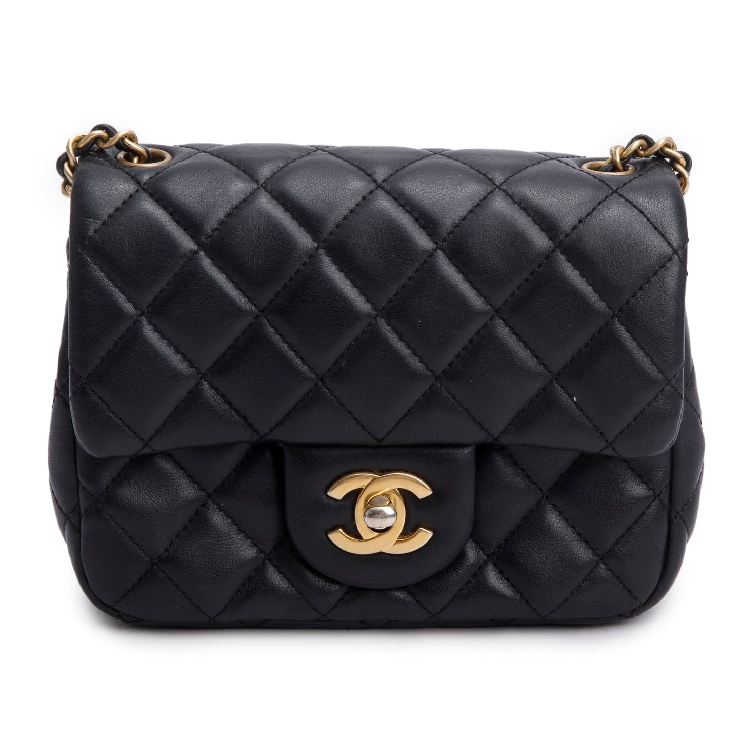 Chanel 2020 Black Lambskin Romance Mini Square Flap Bag