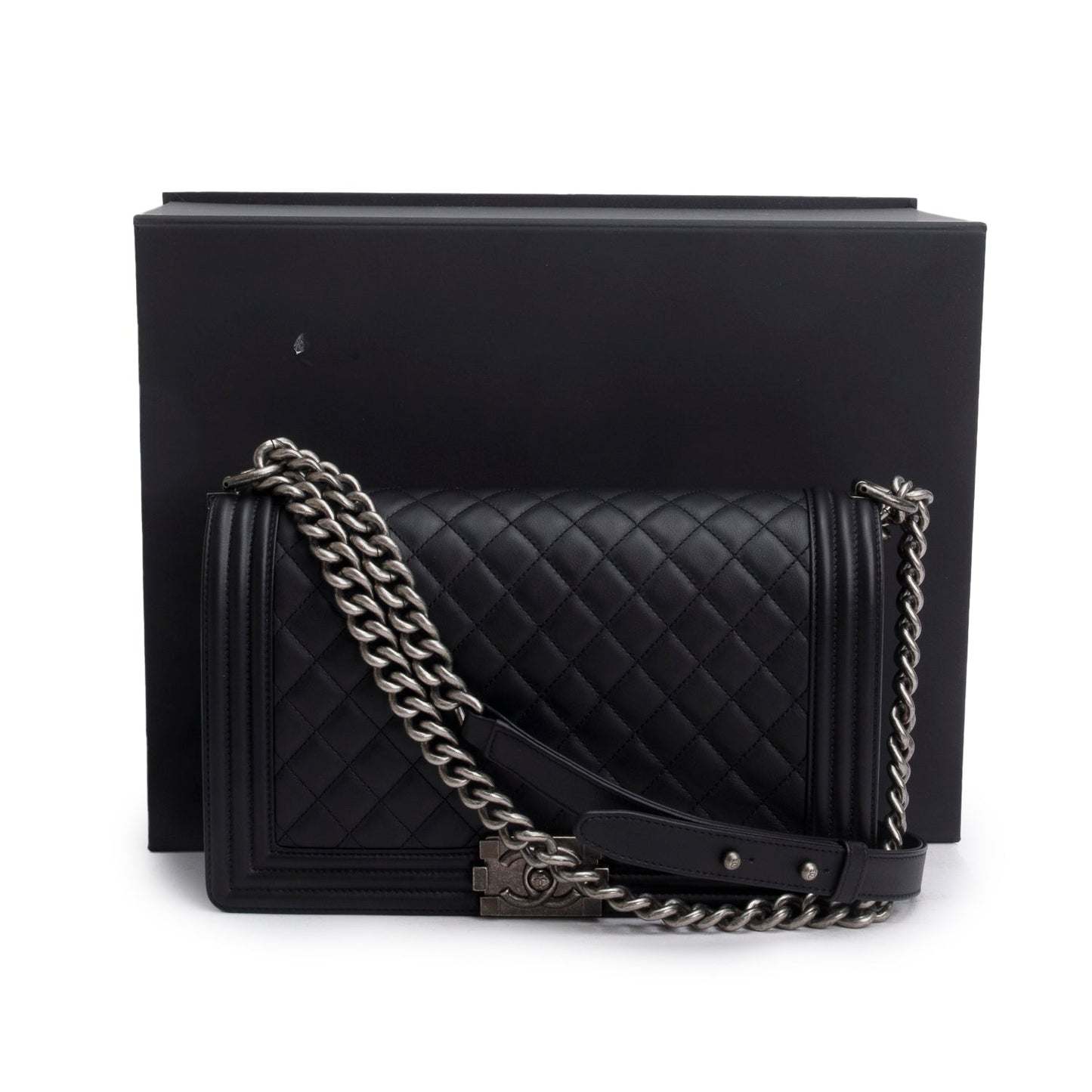 Chanel 2021 Black Quilted Lambskin Large Boy Bag