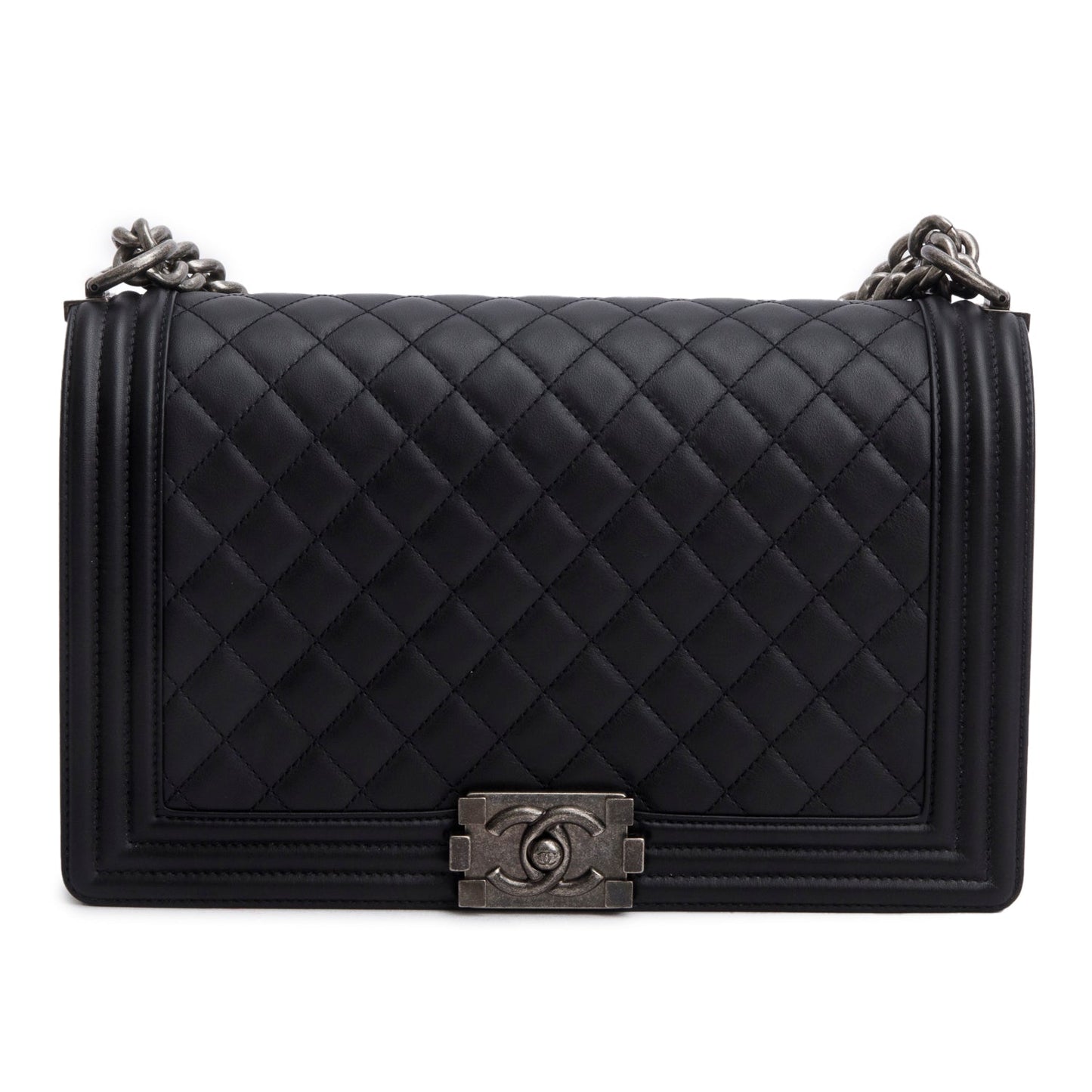 Chanel 2021 Black Quilted Lambskin Large Boy Bag