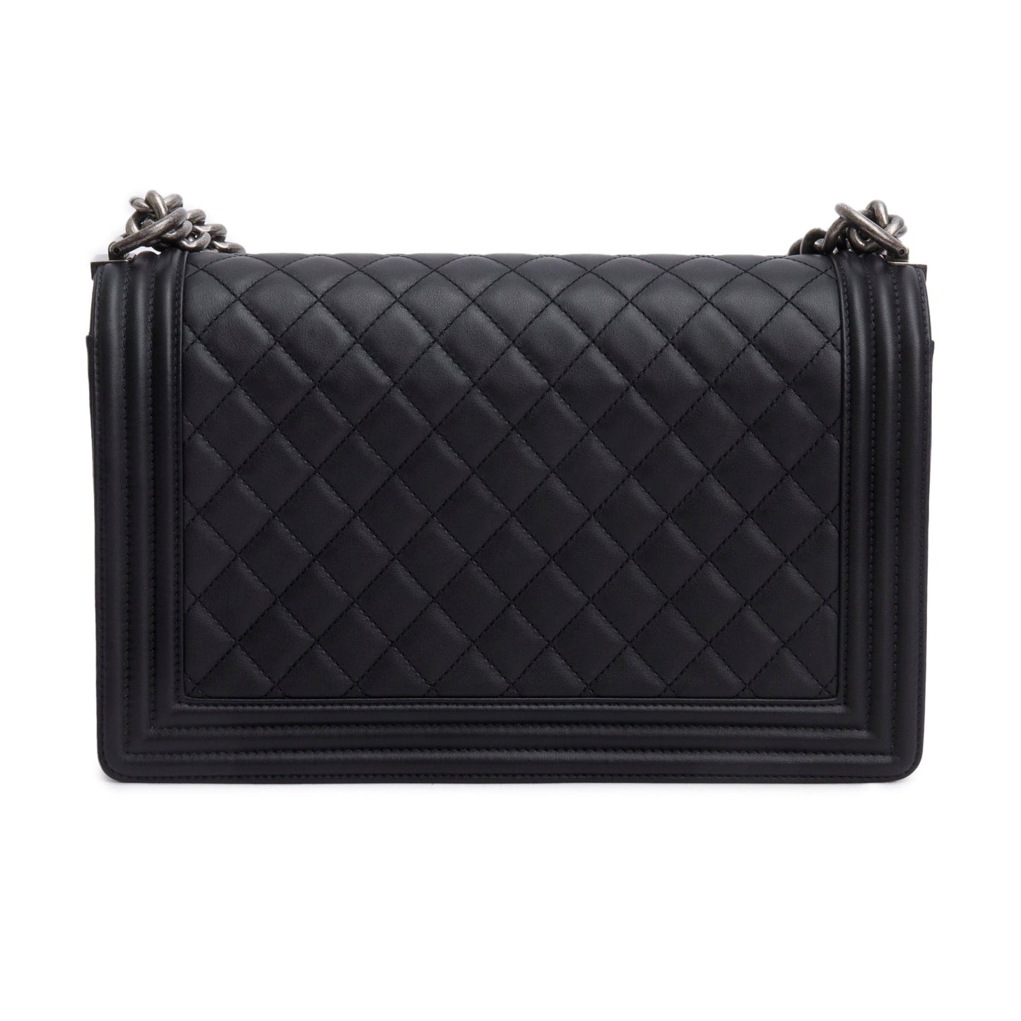 Chanel 2021 Black Quilted Lambskin Large Boy Bag