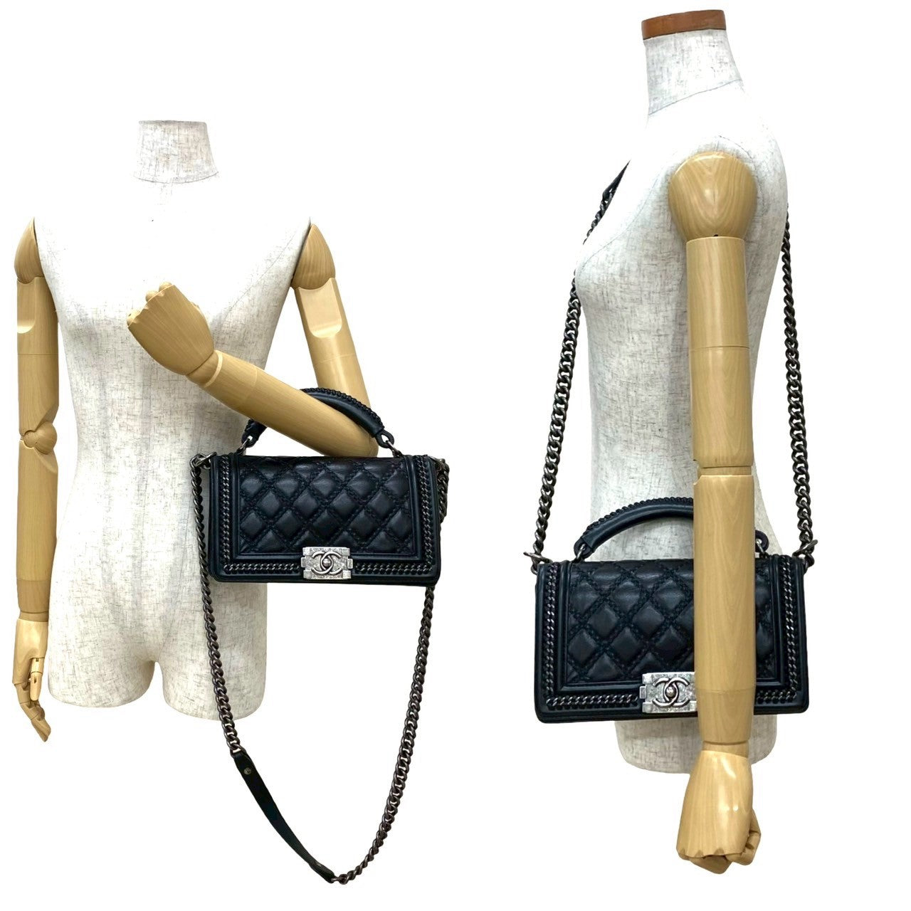 CHANEL Shoulder Bag leather black Boy chanel