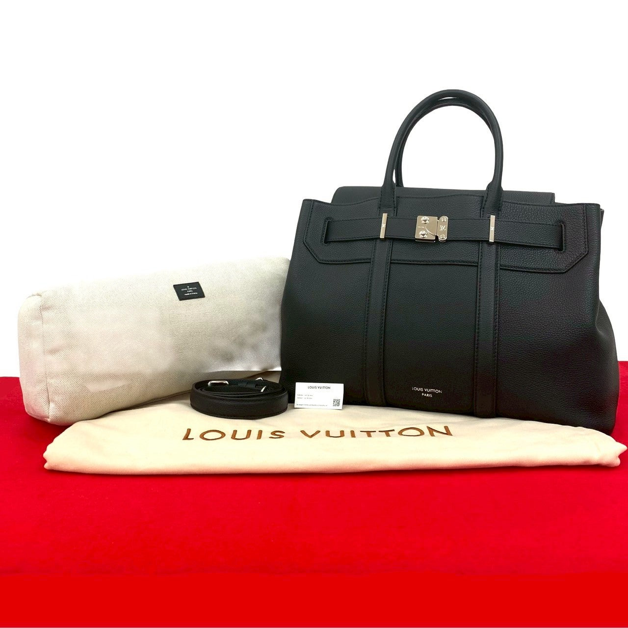 LOUIS VUITTON Shoulder Bag leather black Georges Tote MM