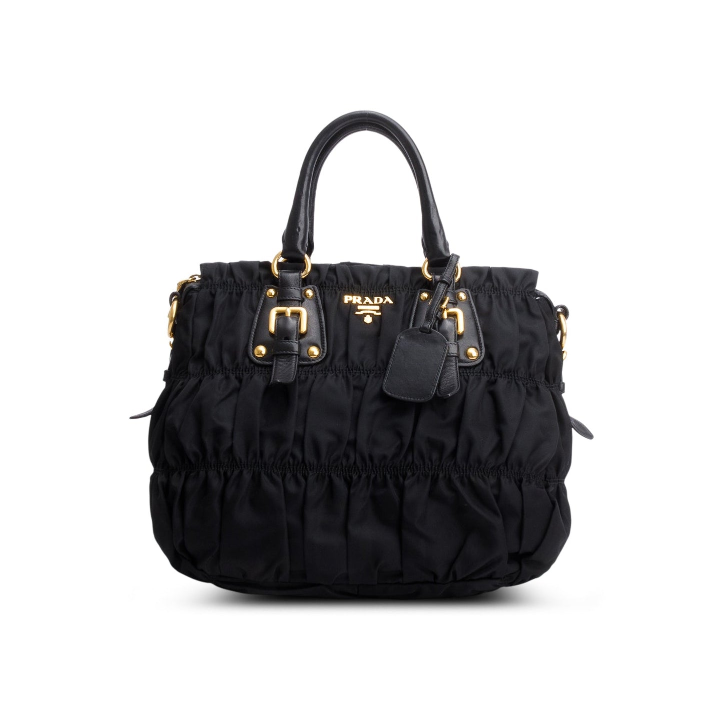 Prada Black Leather-Trimmed Tessuto Gaufre Tote
