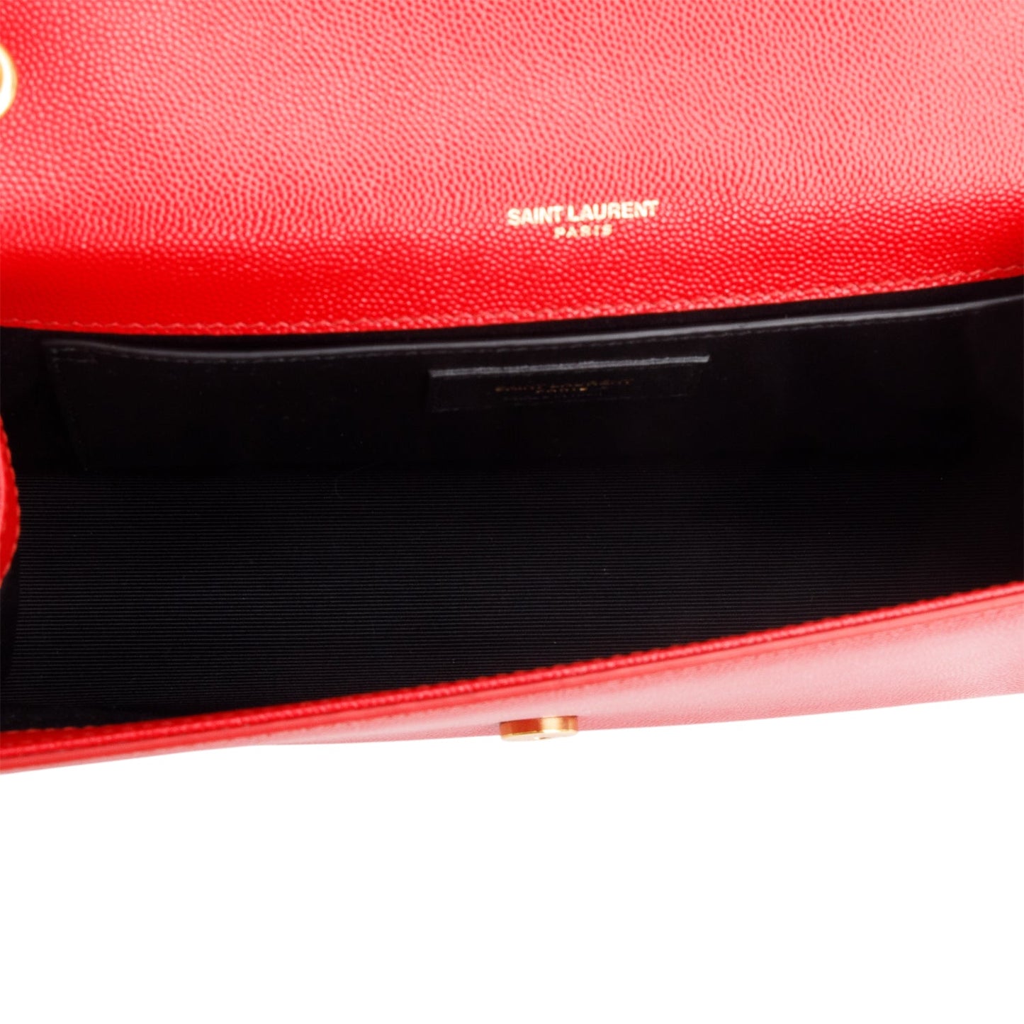 Saint Laurent Red Grain De Poudre Leather Medium Classic Monogram Kate Tassel Chain Bag