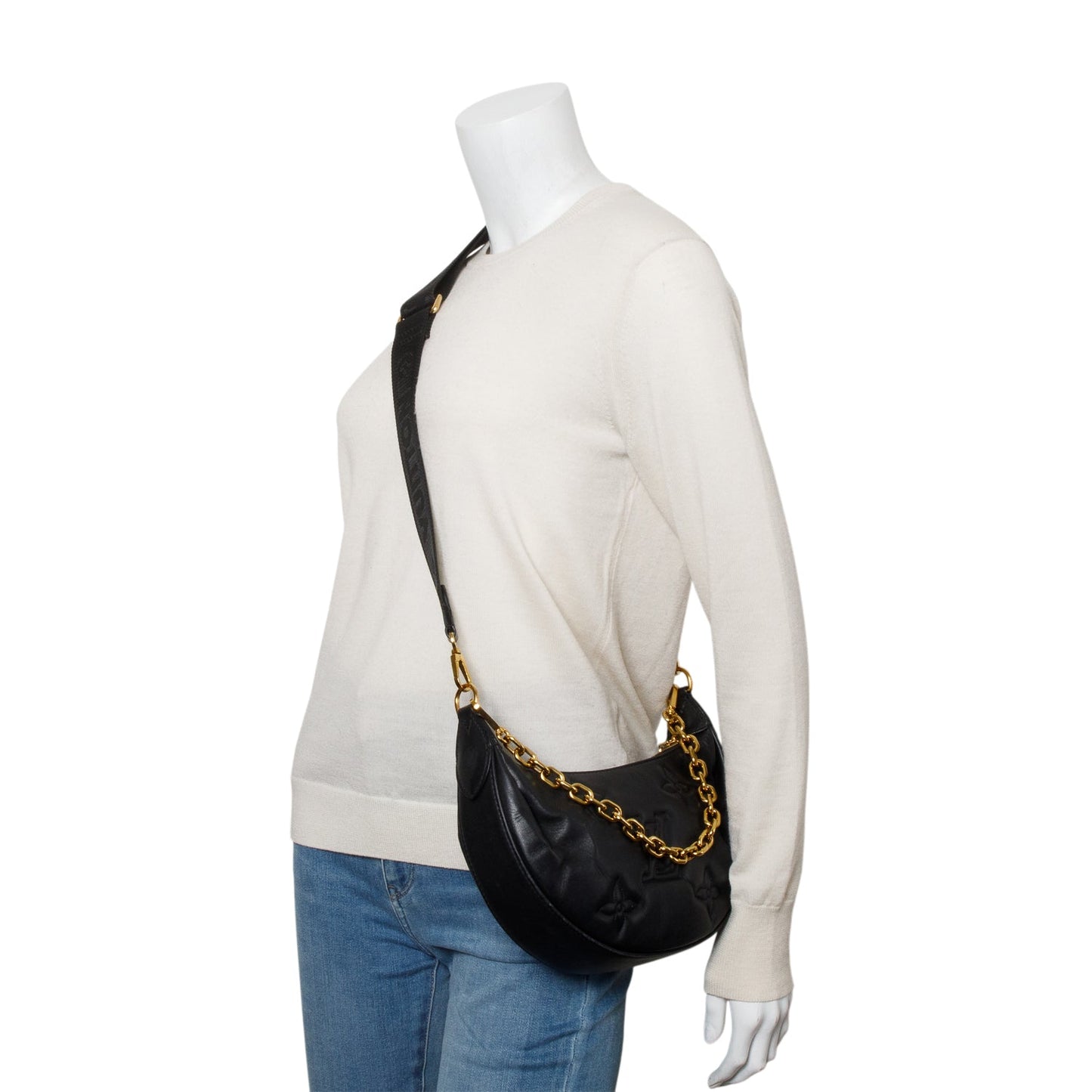 Louis Vuitton Black Calfskin Bubblegram Over the Moon Bag
