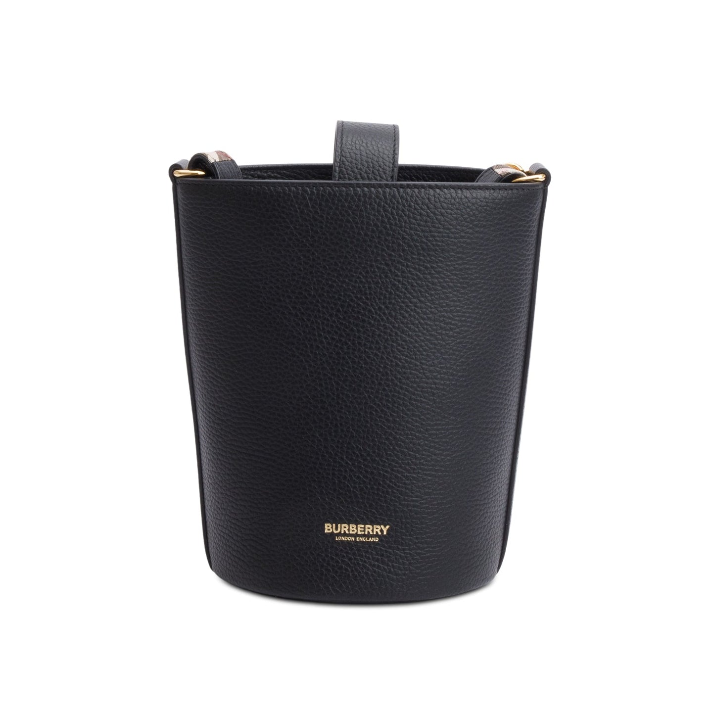 Burberry Black Grainy Leather Small Bucket Bag