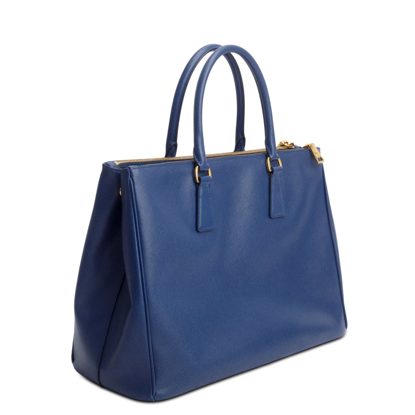 Prada Blue Saffiano Lux Large Double Zip Galleria Tote