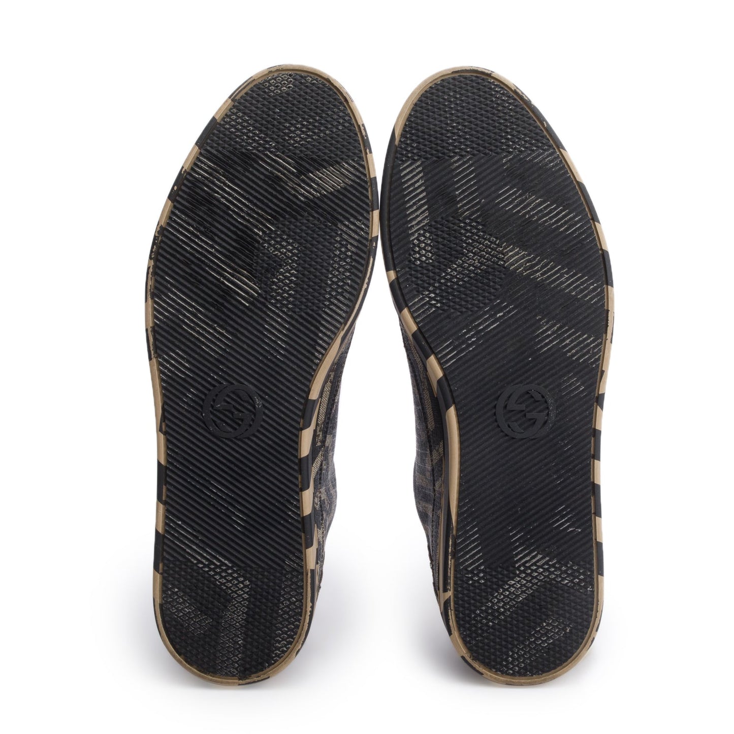Gucci Black/Brown GG Supreme Monogram Caleido Low Top Sneakers, Men's Size 11