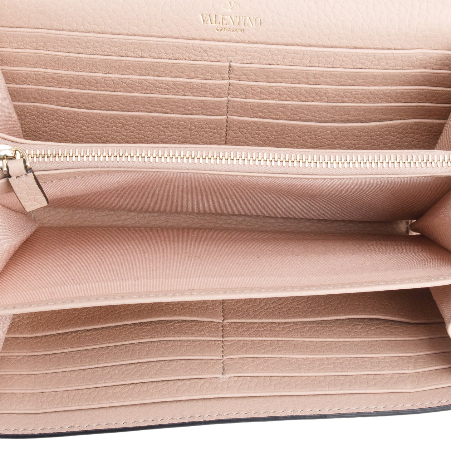 Valentino Pink Pebbled Calfskin Rockstud Envelope Wallet on Chain