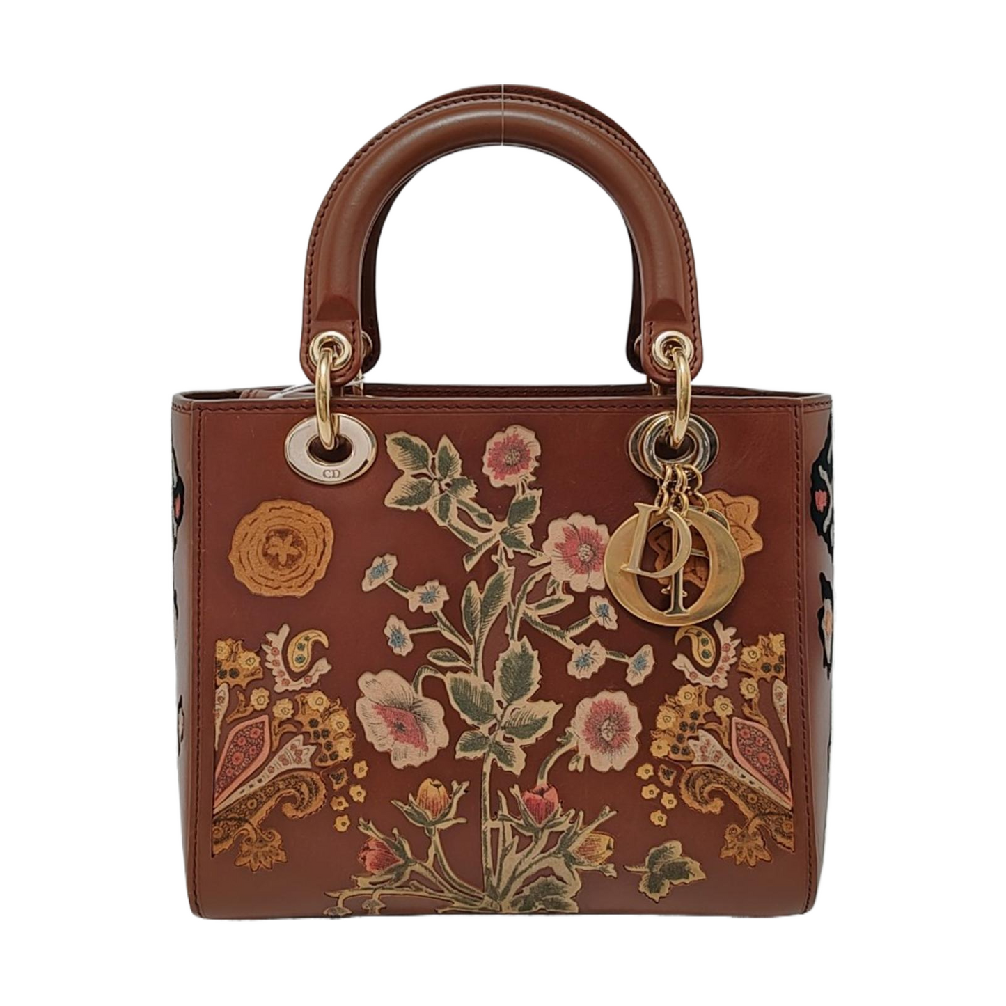 Lady Dior Medium K11 Original Masters Brown Floral Carved Calfskin