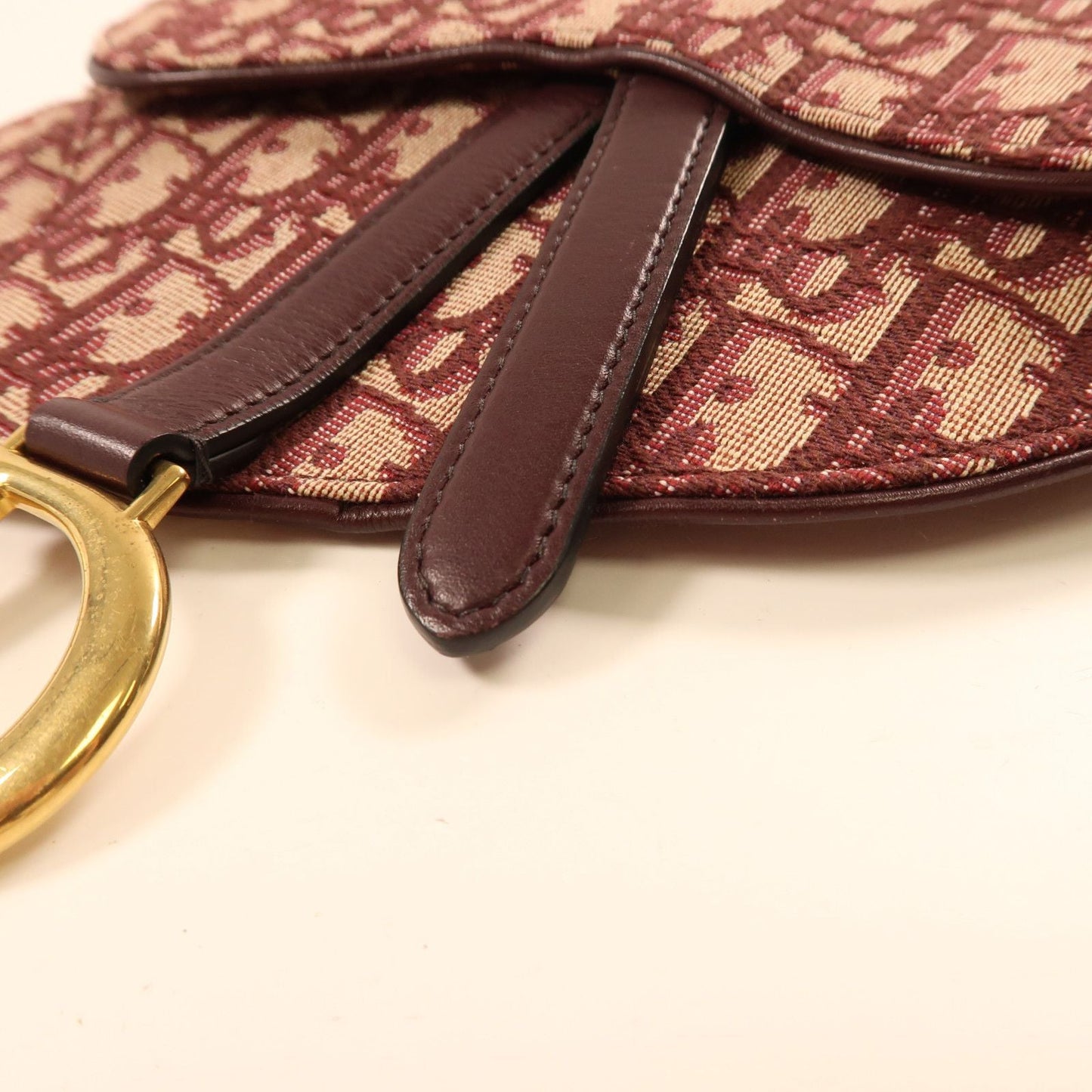 Dior Burgundy Oblique Canvas and Leather Saddle Belt Bag