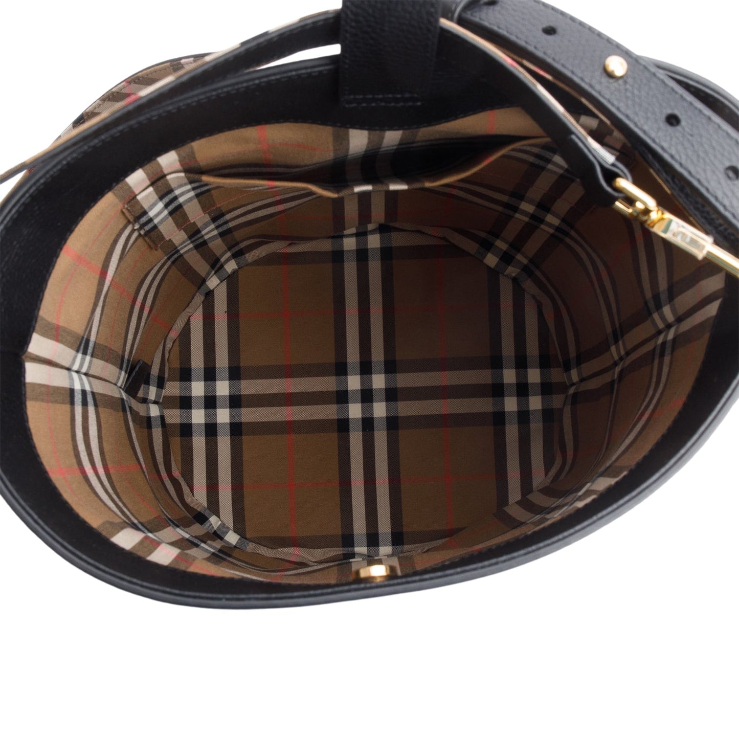 Burberry Black Grained Leather Large Lorne Bucket Bag