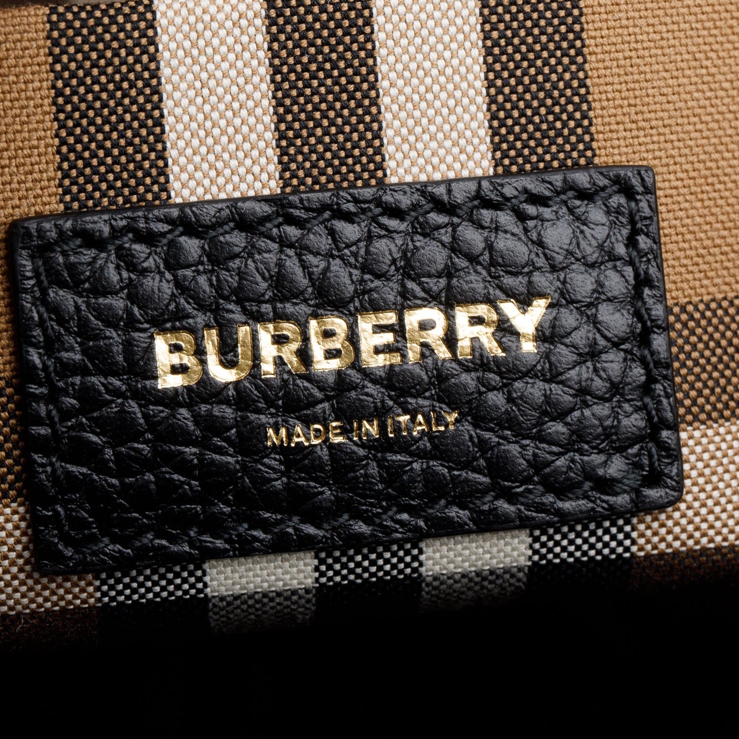 Burberry Black Grained Leather Large Lorne Bucket Bag