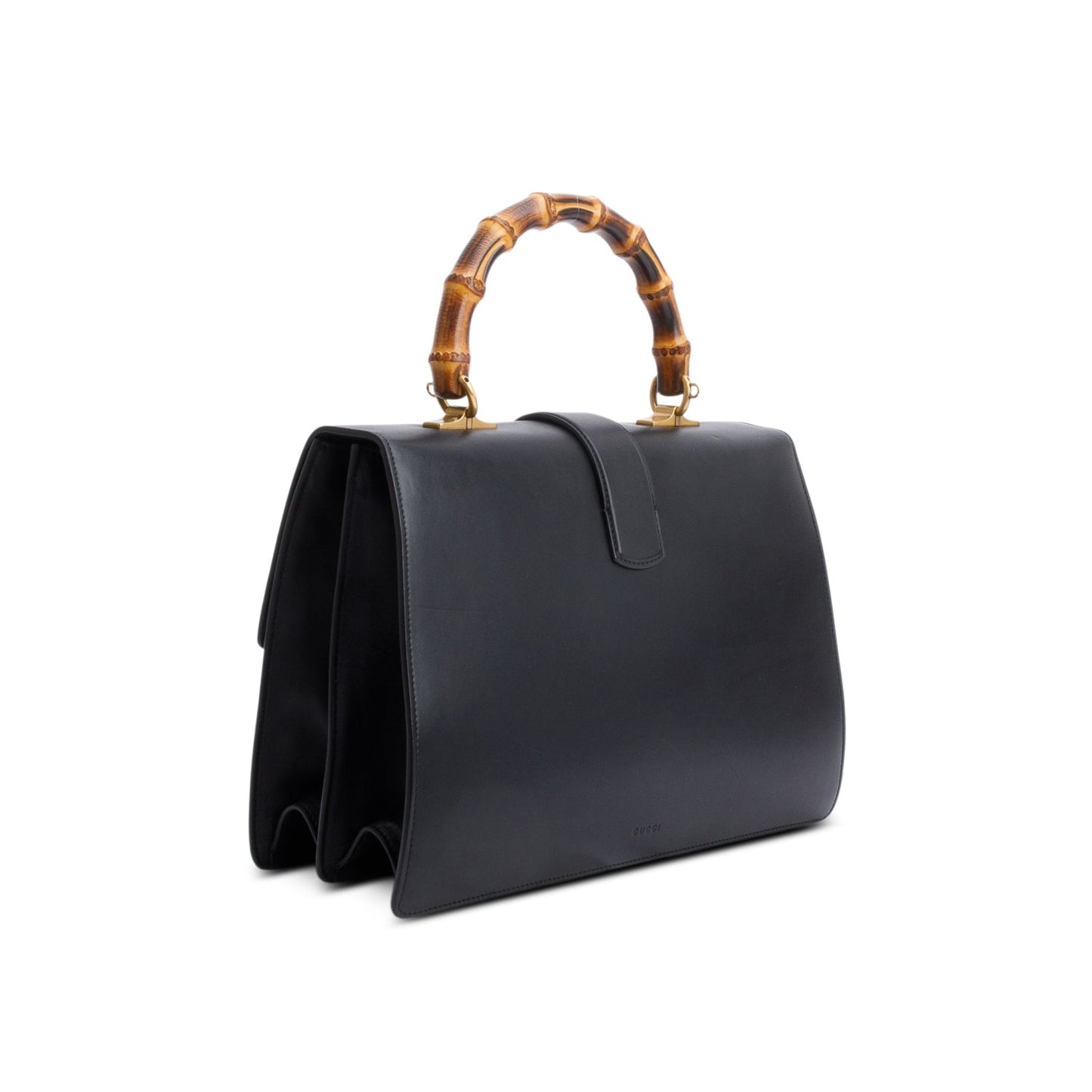 Gucci Black Calfskin Leather Large Dionysus Bamboo Top Handle Bag