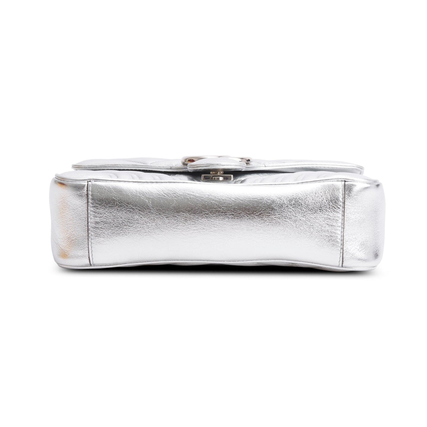 Gucci Silver Matelasse Medium GG Marmont Shoulder Bag