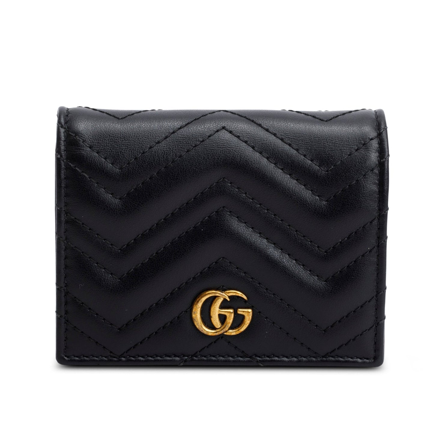 Gucci Black Quilted GG Marmont Leather Card Case Wallet