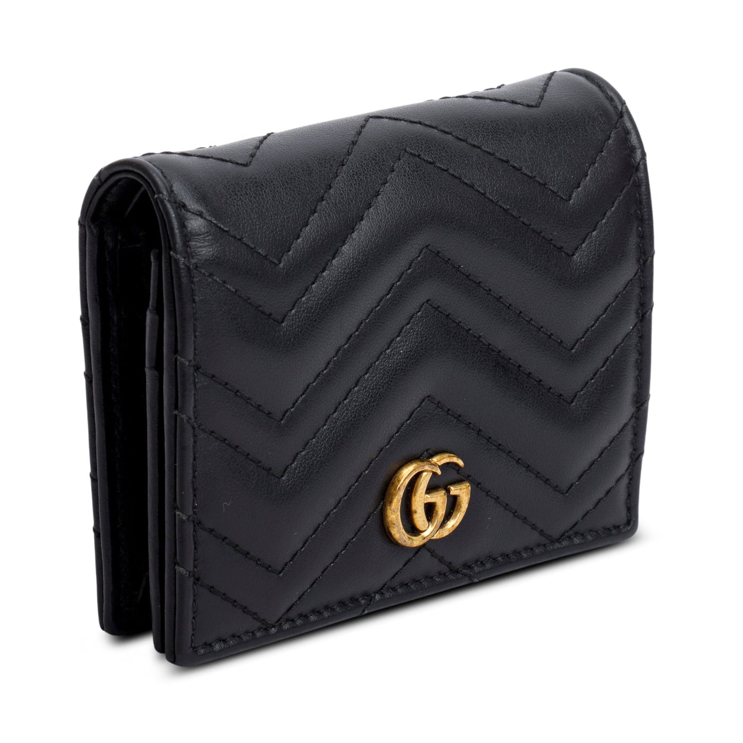 Gucci Black Quilted GG Marmont Leather Card Case Wallet