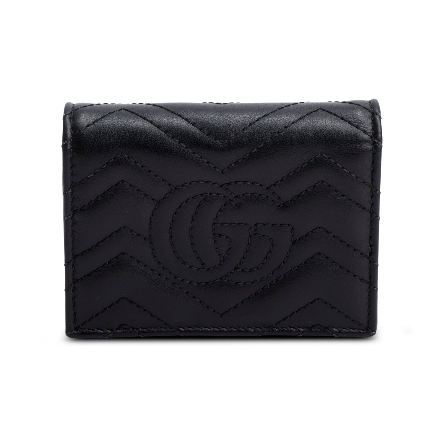Gucci Black Quilted GG Marmont Leather Card Case Wallet