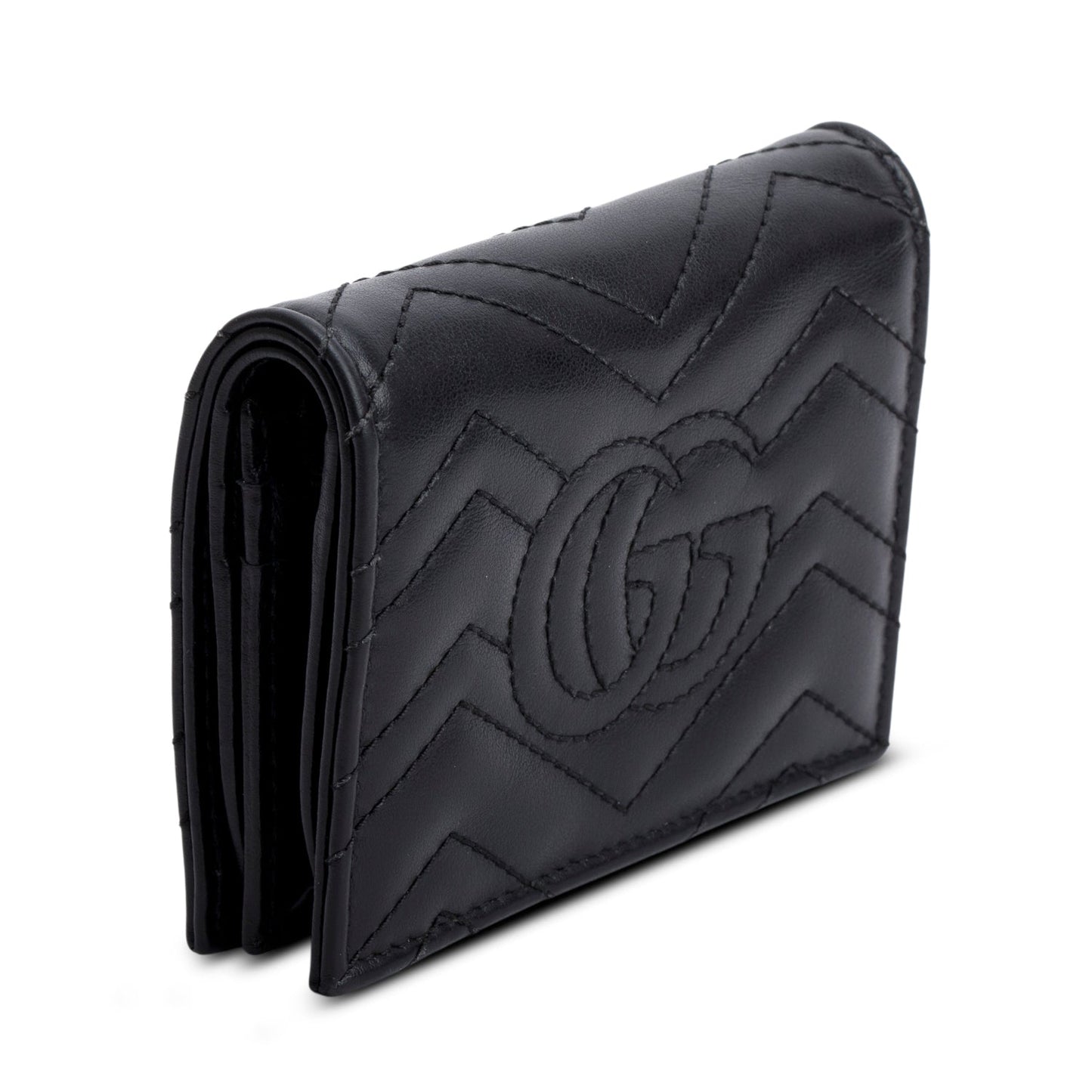 Gucci Black Quilted GG Marmont Leather Card Case Wallet