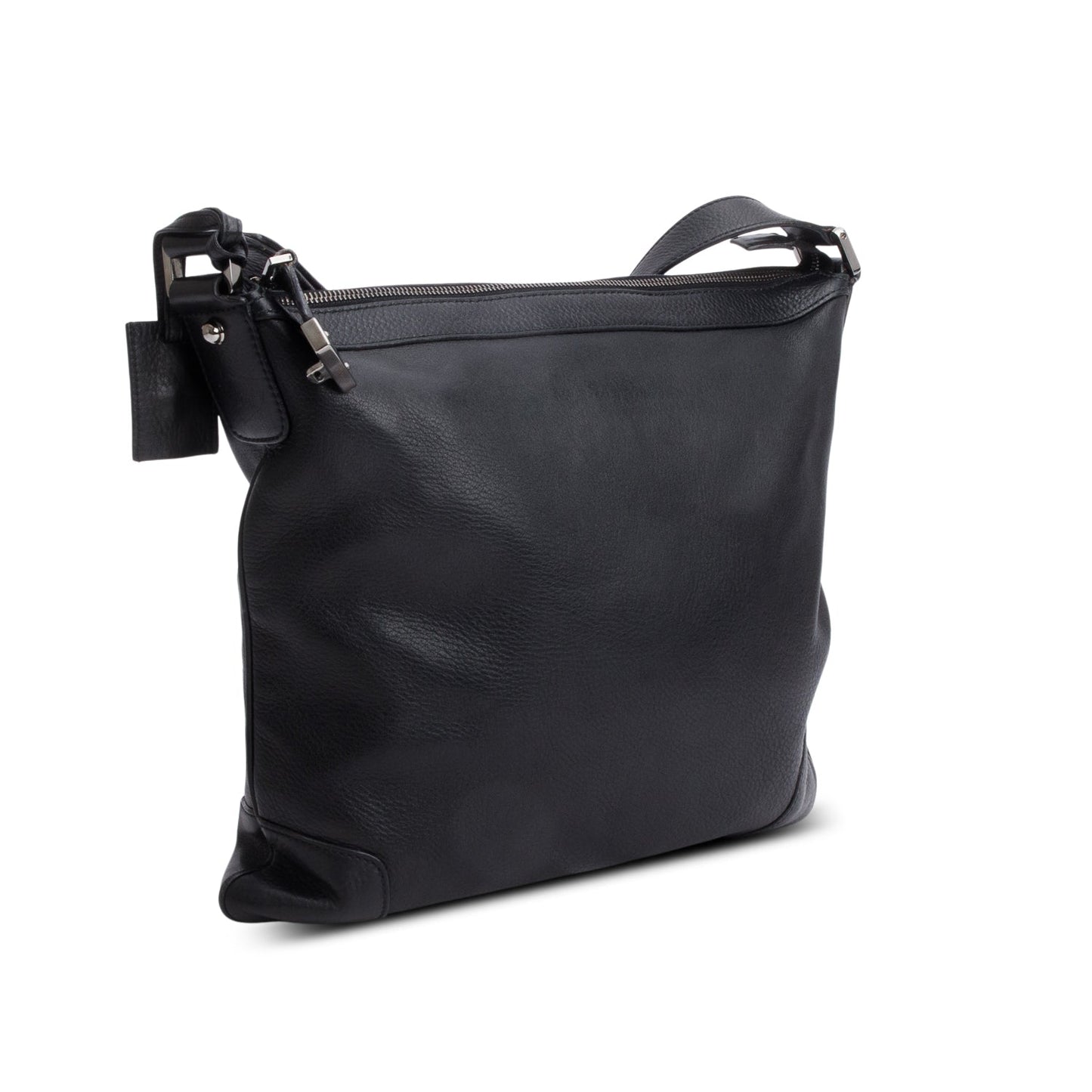 Gucci Black Leather Zip Lock Messenger Bag