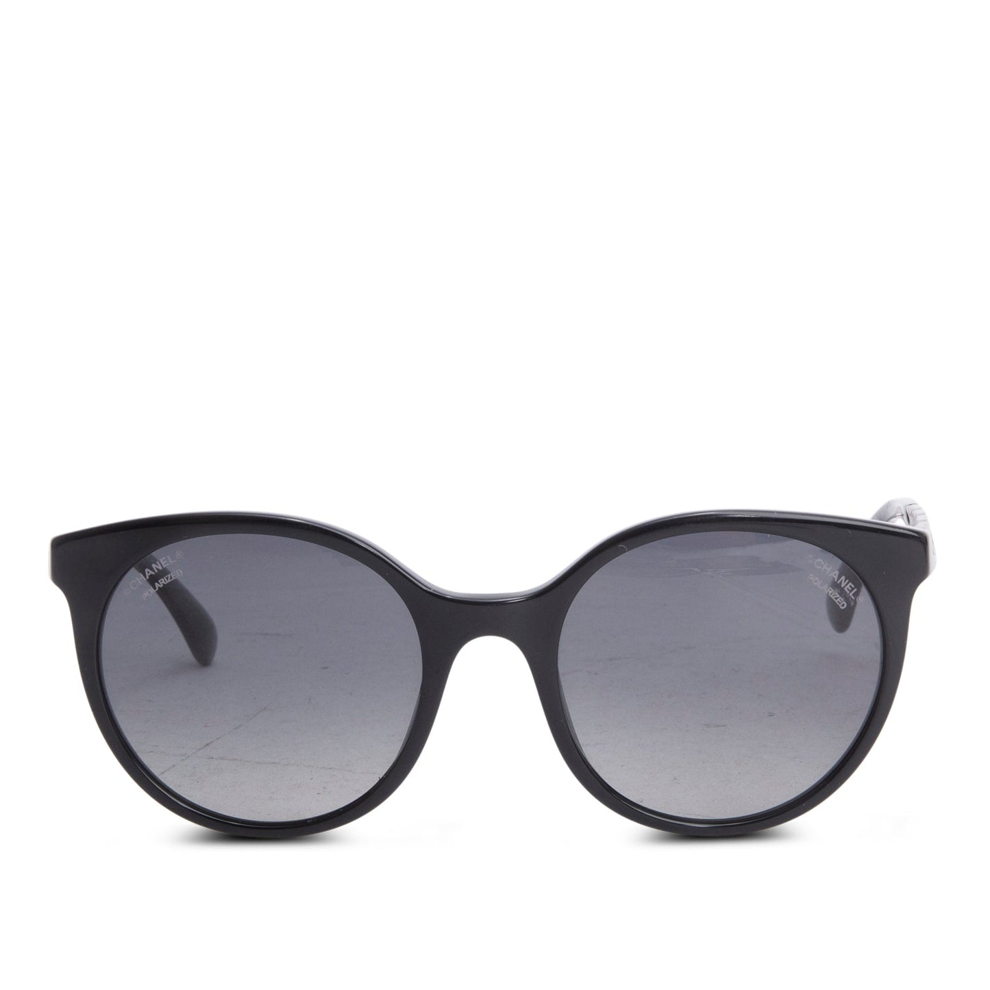 Chanel 5440 Black Acetate Logo Polarized Round Sunglasses