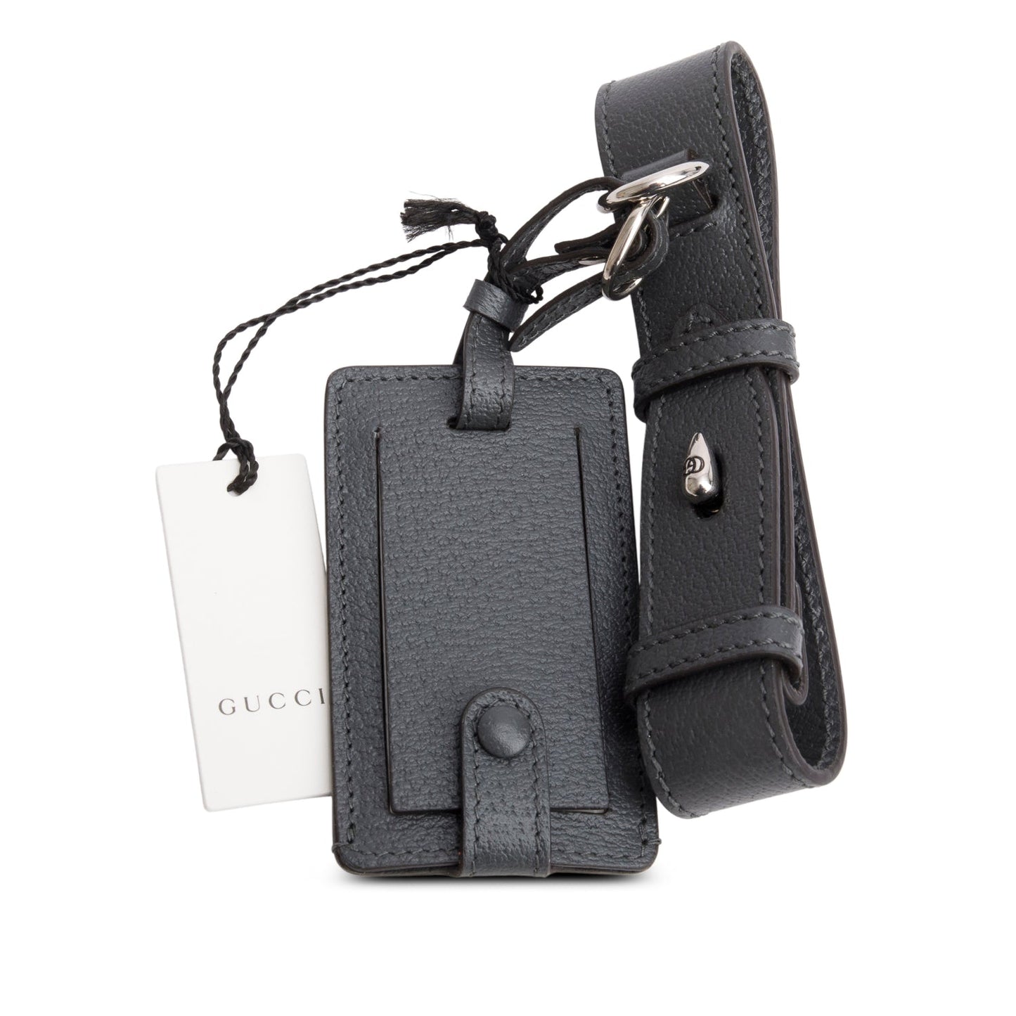 Gucci Grey Calfskin Leather Luggage Tag