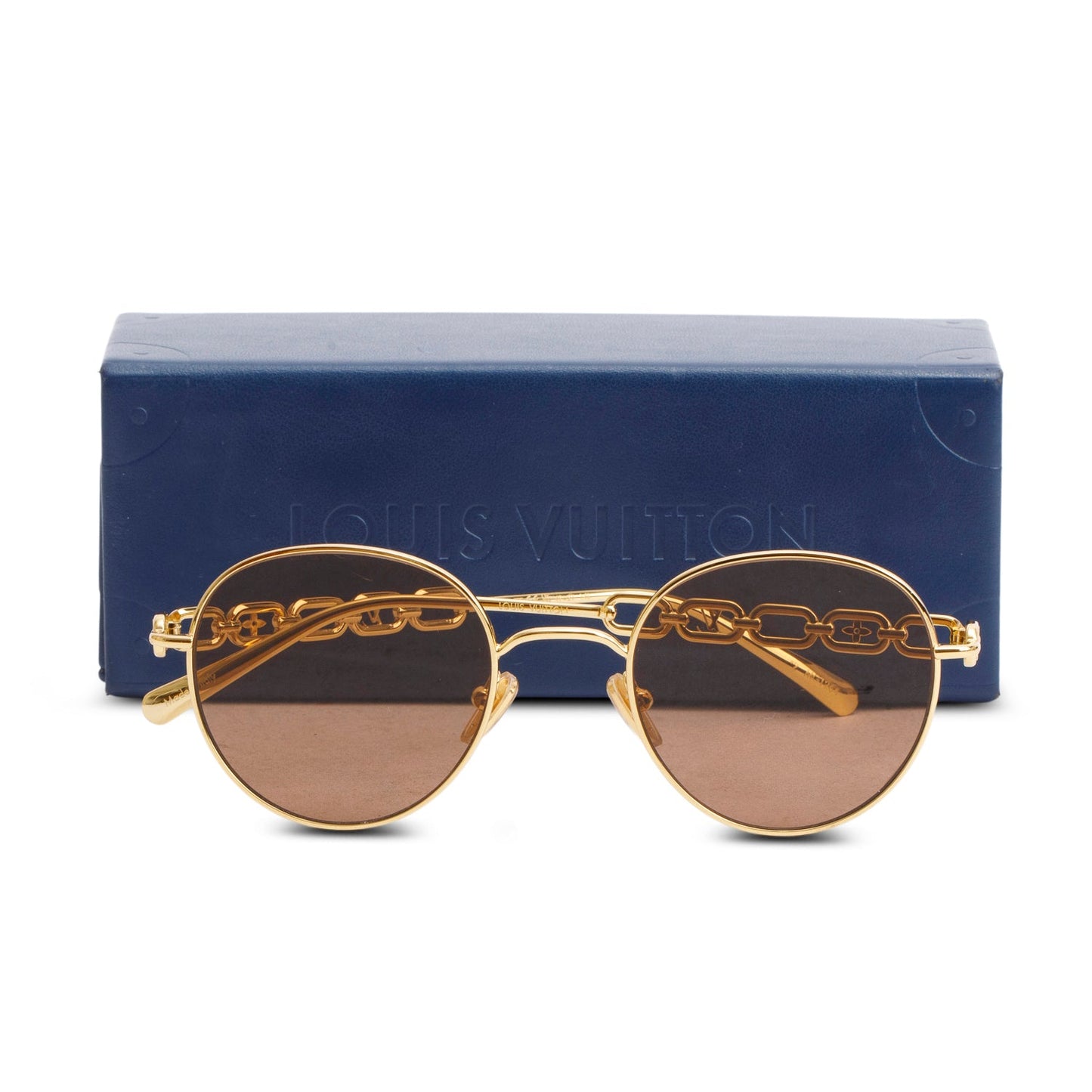 Louis Vuitton Z2471U Gold Tone My LV Chain Round Sunglasses