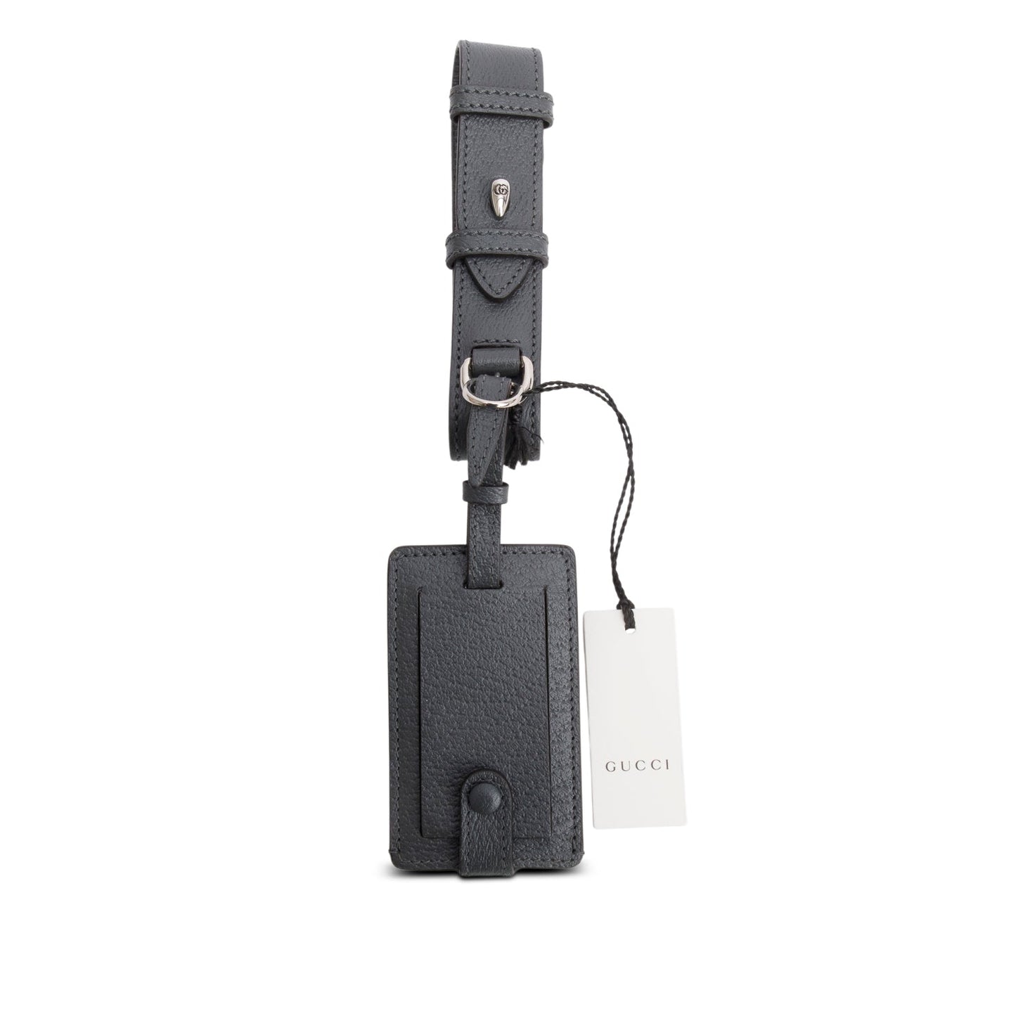 Gucci Grey Calfskin Leather Luggage Tag